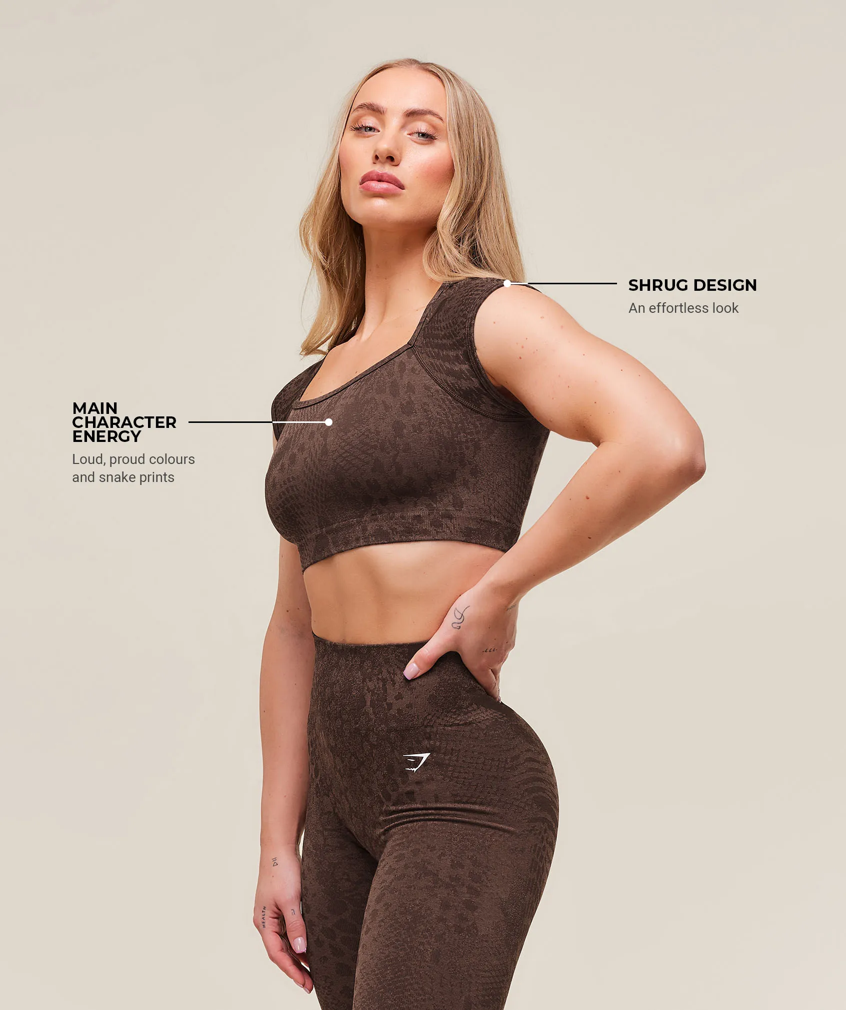 Gymshark Adapt Animal X Whitney Seamless Crop Top - Brown sold by Gymshark product image thumbnail 3