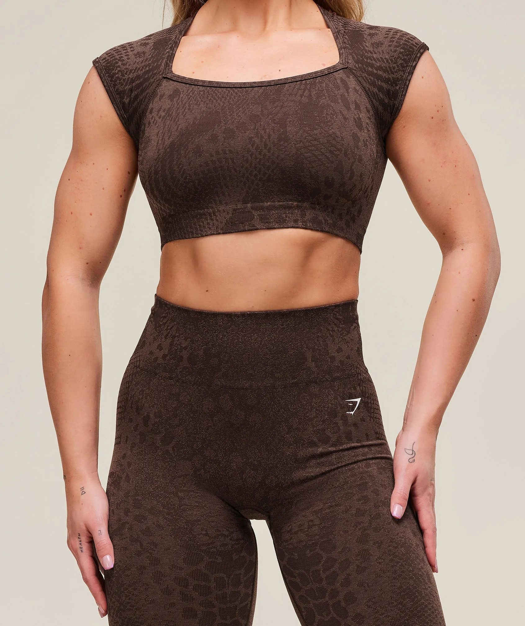 Gymshark Adapt Animal X Whitney Seamless Crop Top - Brown sold by Gymshark product image thumbnail 5