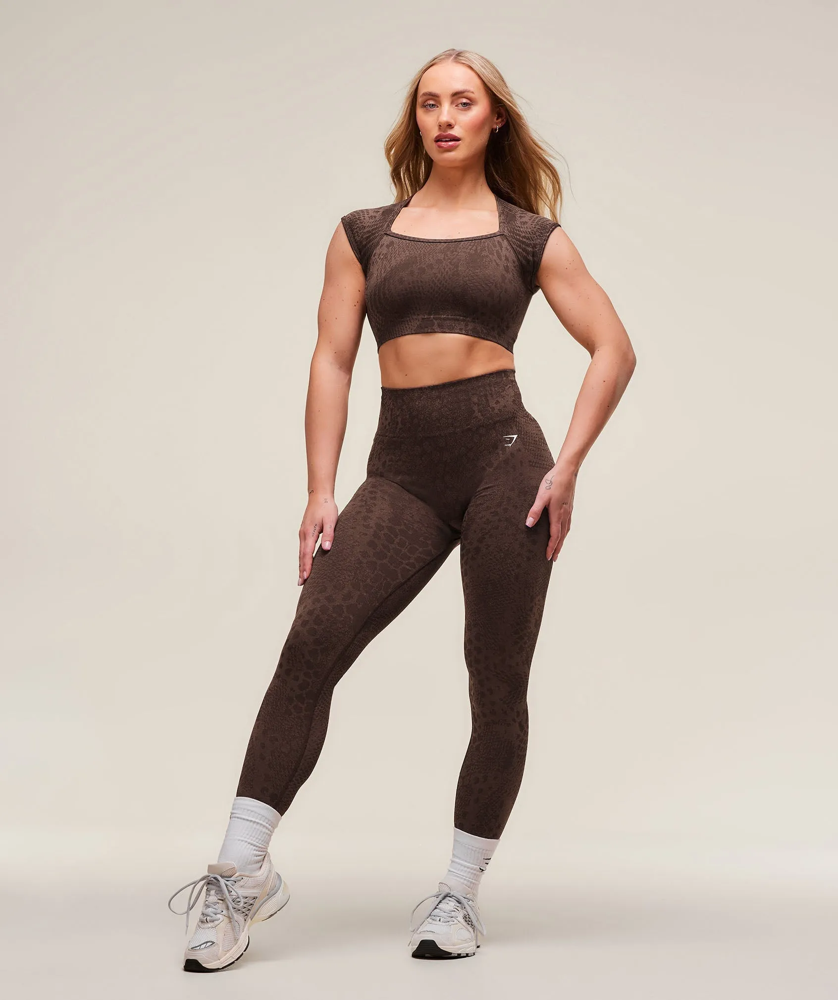 Gymshark Adapt Animal X Whitney Seamless Crop Top - Brown sold by Gymshark product image thumbnail 4