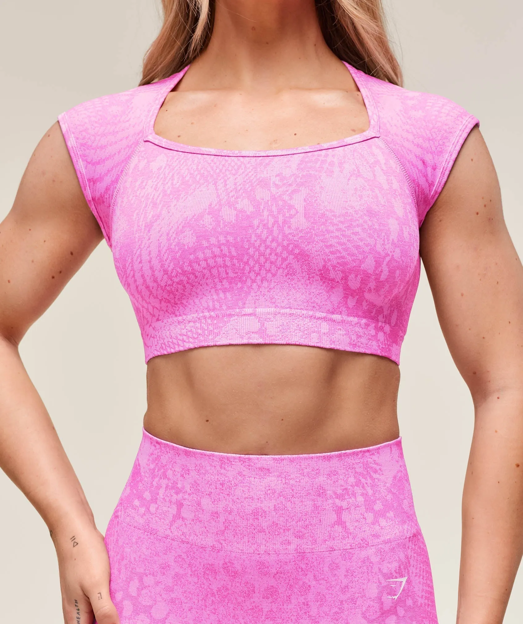 Gymshark Adapt Animal X Whitney Seamless Crop Top - Sour Pink/Vibrant Pink sold by Gymshark product image thumbnail 5