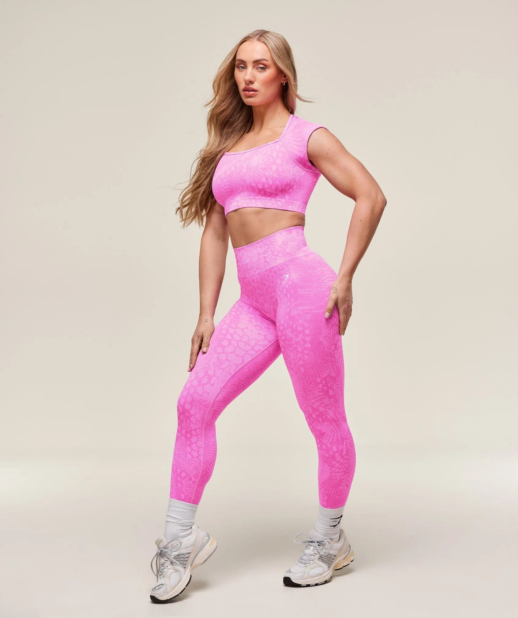 Gymshark Adapt Animal X Whitney Seamless Crop Top - Sour Pink/Vibrant Pink sold by Gymshark product image thumbnail 4