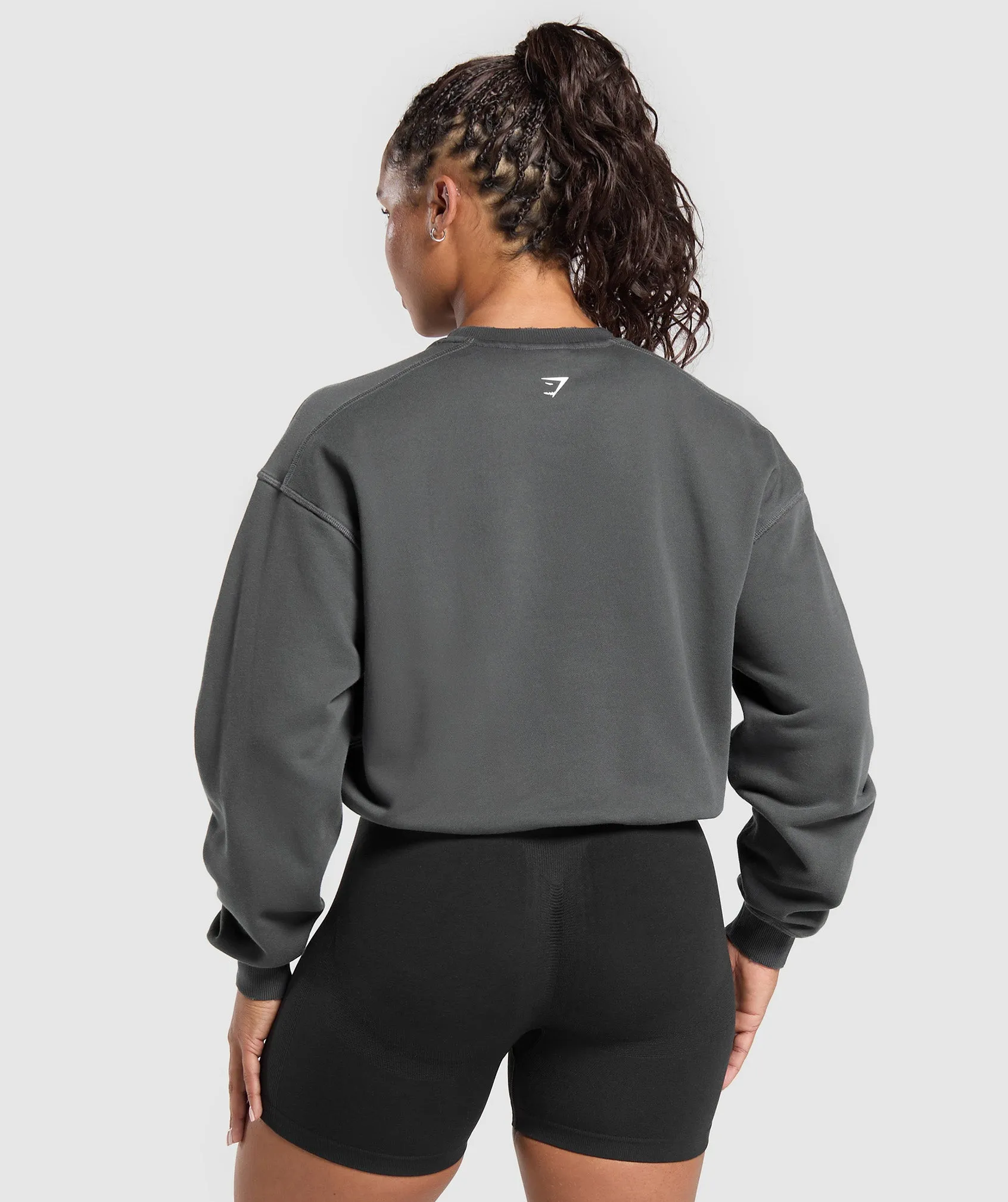 Gymshark Gains Washed Loopback Crew Neck - Asphalt Grey/Black sold by Gymshark product image thumbnail 2