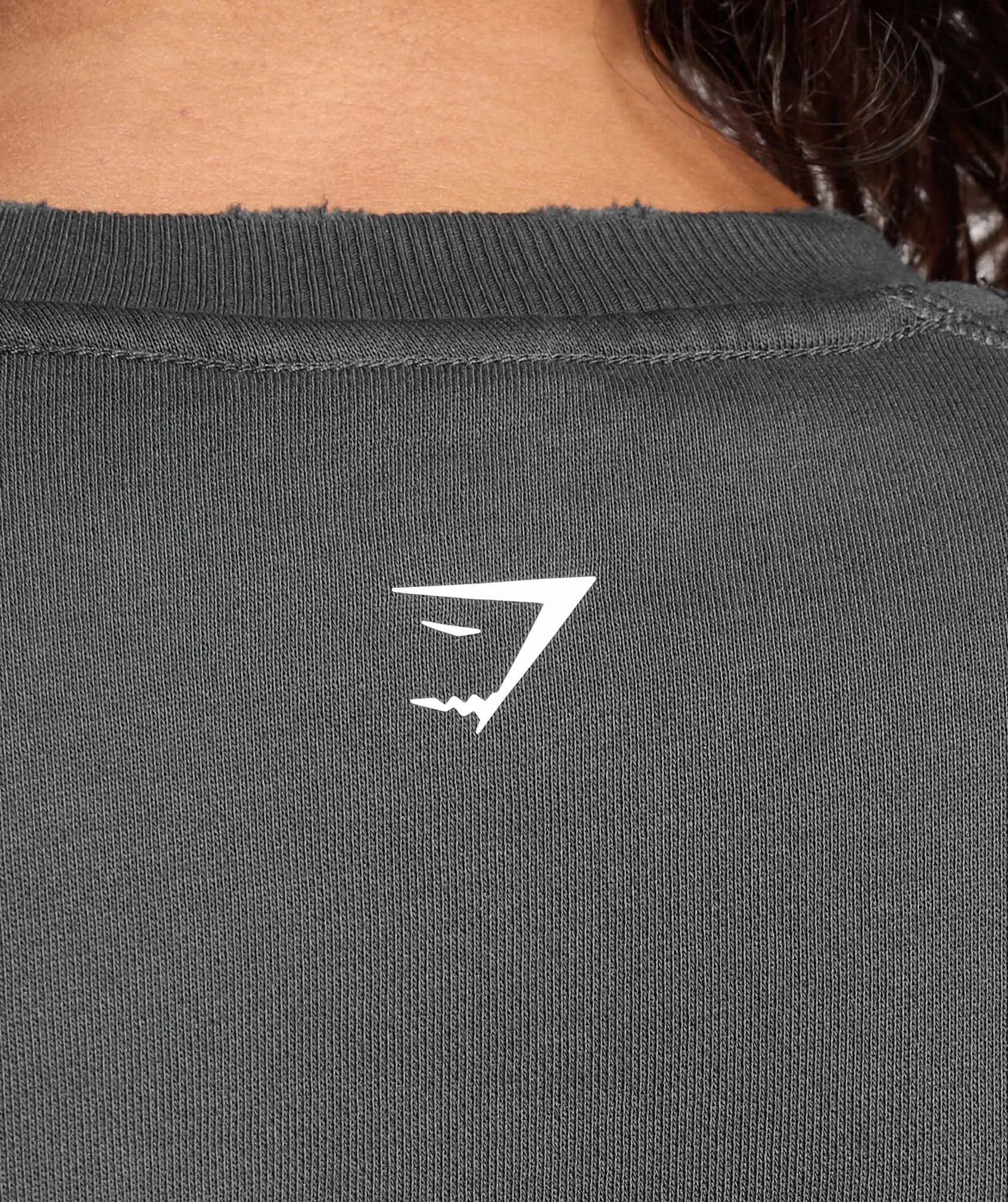 Gymshark Gains Washed Loopback Crew Neck - Asphalt Grey/Black sold by Gymshark product image thumbnail 5
