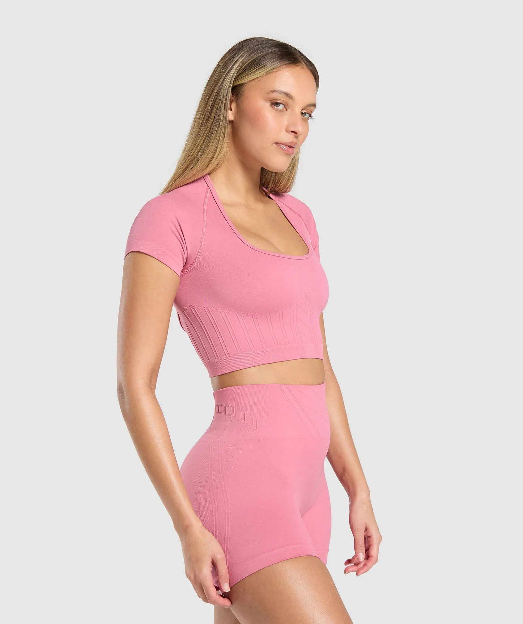Gymshark Corset Seamless Crop Top - Sunset Pink sold by Gymshark product image thumbnail 3
