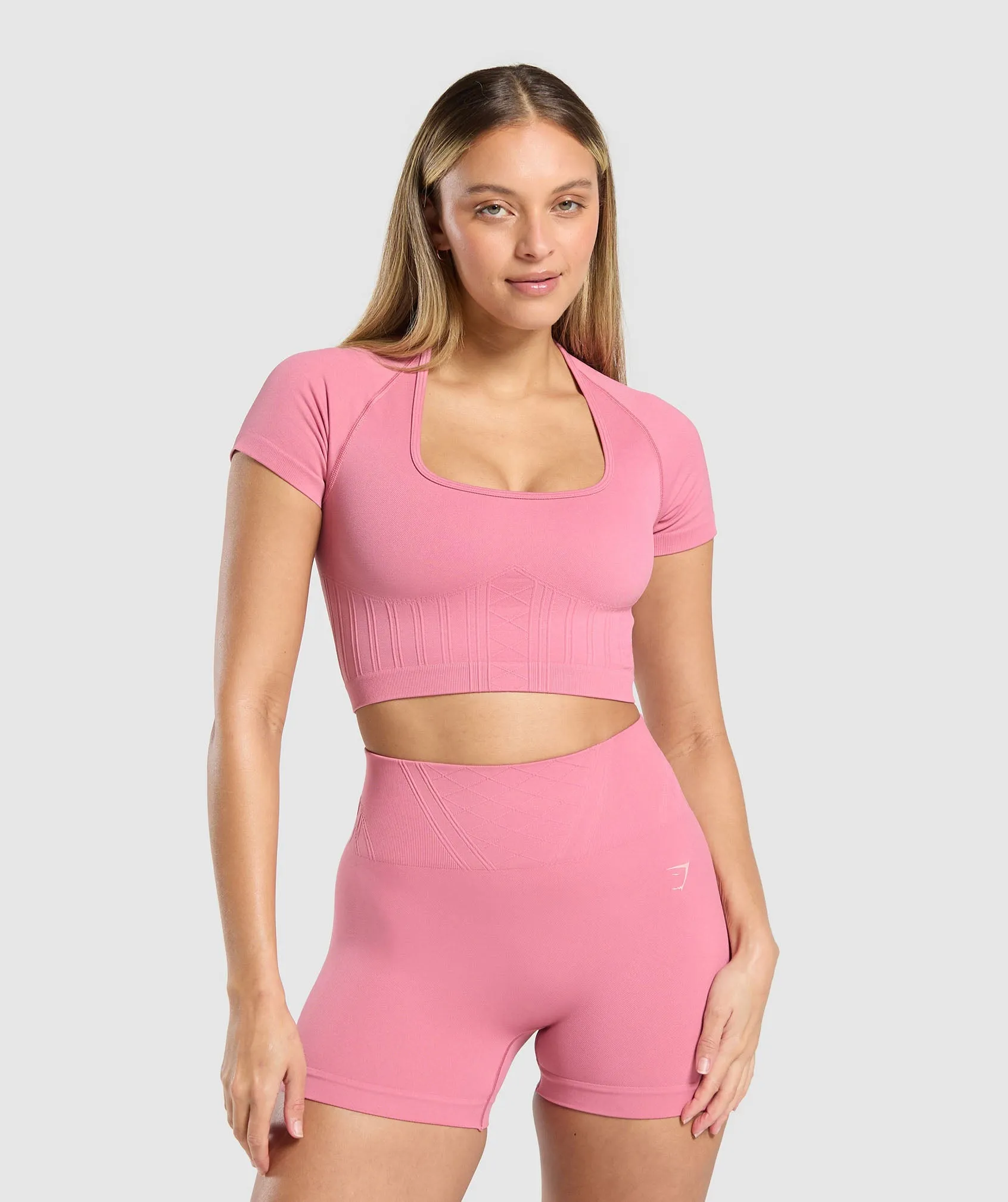 Gymshark Corset Seamless Crop Top - Sunset Pink sold by Gymshark