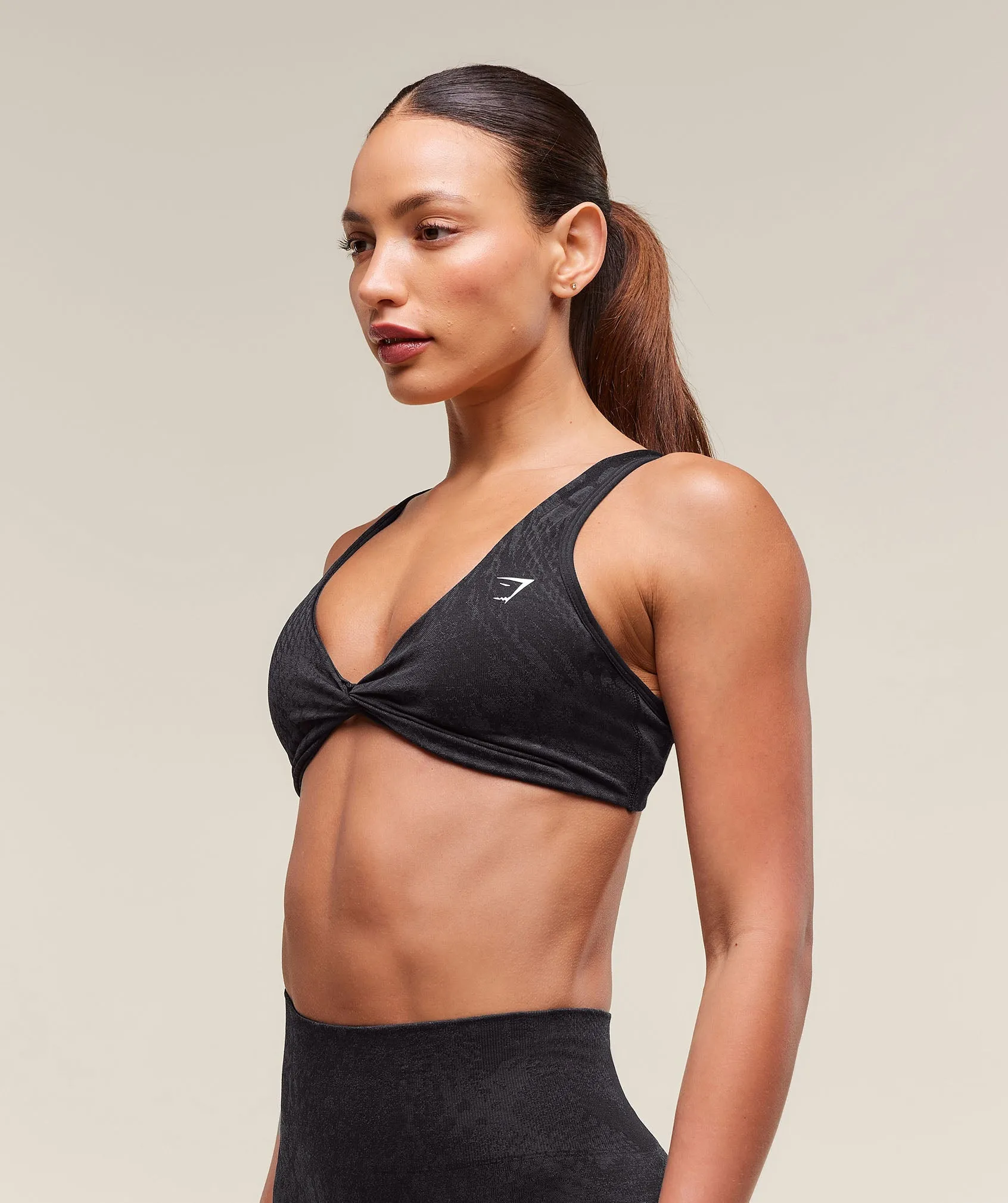 Gymshark Adapt Animal X Whitney Seamless Twist Front Bra - Asphalt Grey/Black sold by Gymshark product image thumbnail 4