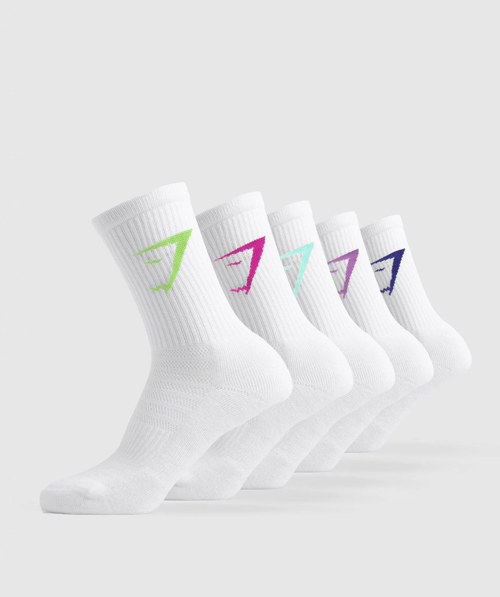 Gymshark Crew Socks 5pk - Purple/Green/Turquoise/Pink sold by Gymshark
