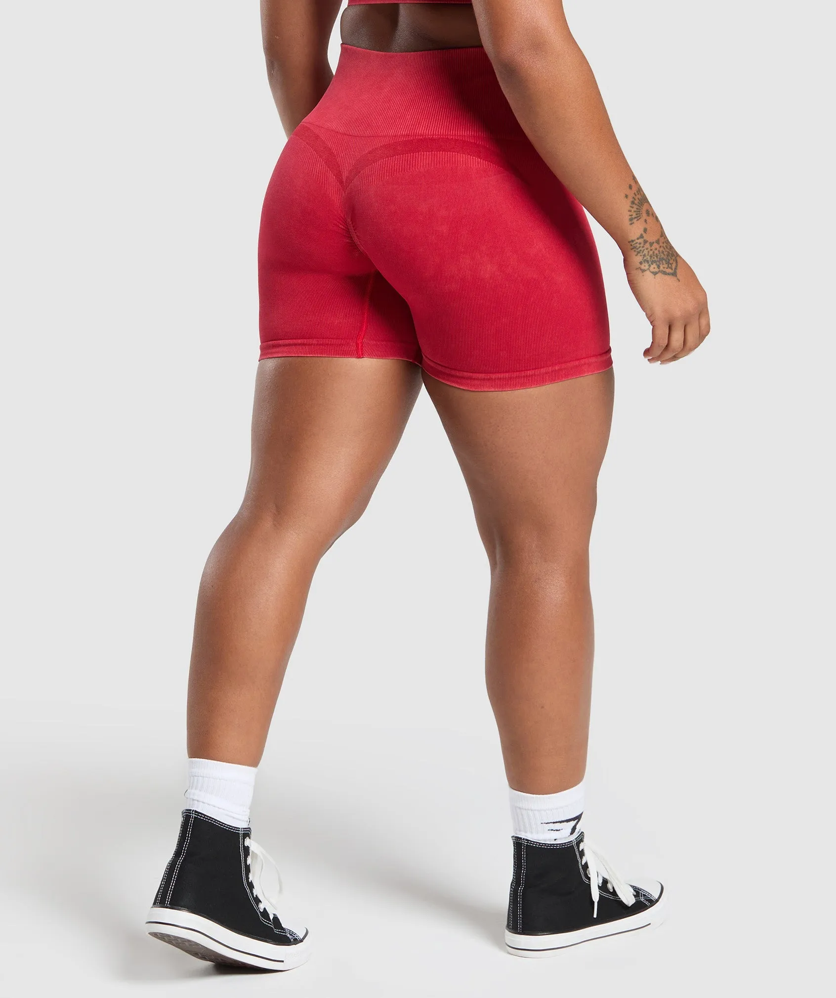 Gymshark Gains Seamless Washed Shorts - Carmine Red sold by Gymshark product image thumbnail 2