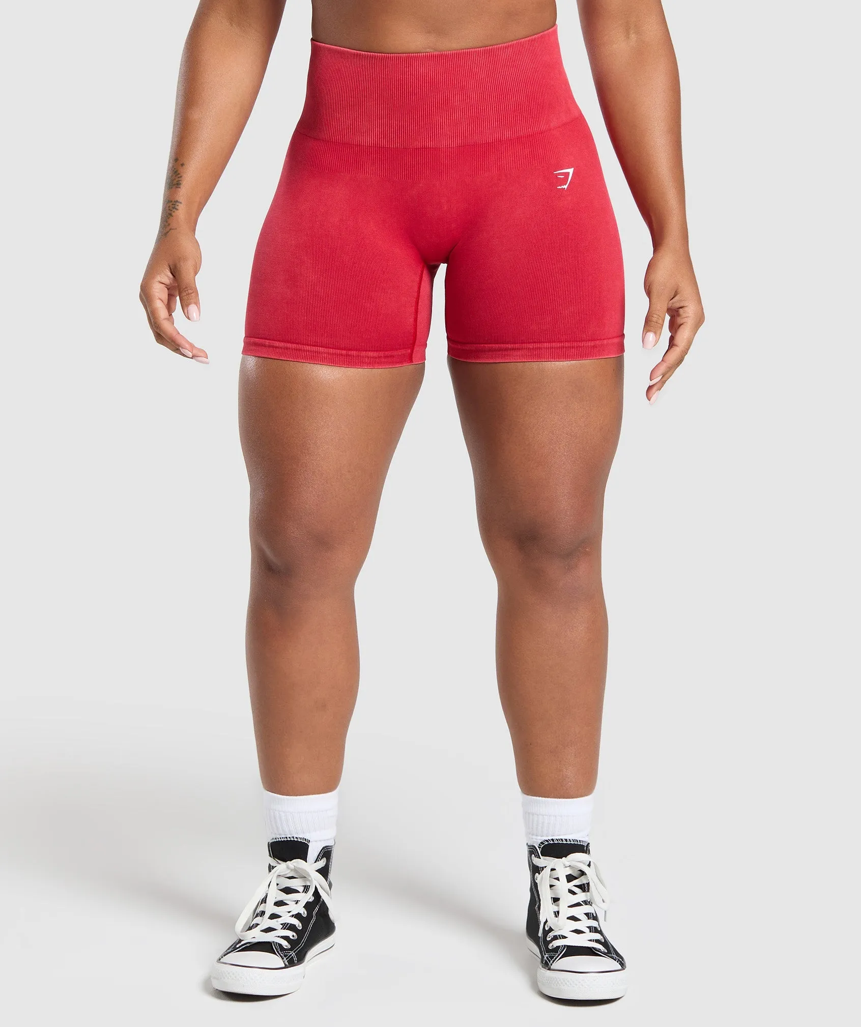 Gymshark Gains Seamless Washed Shorts - Carmine Red sold by Gymshark