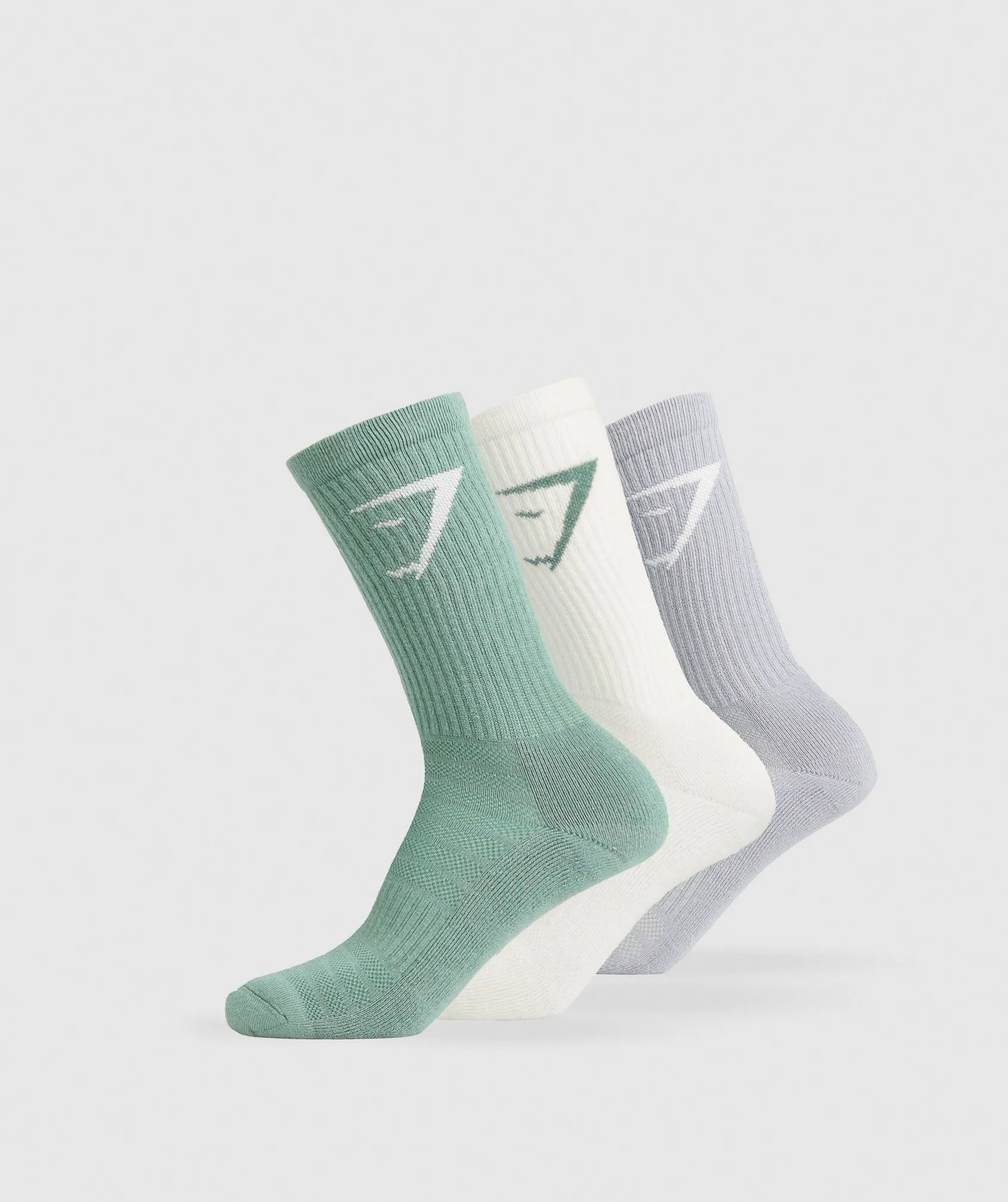 Gymshark Crew Socks 3pk - Celeste Blue/Metal Purple/Soft White sold by Gymshark