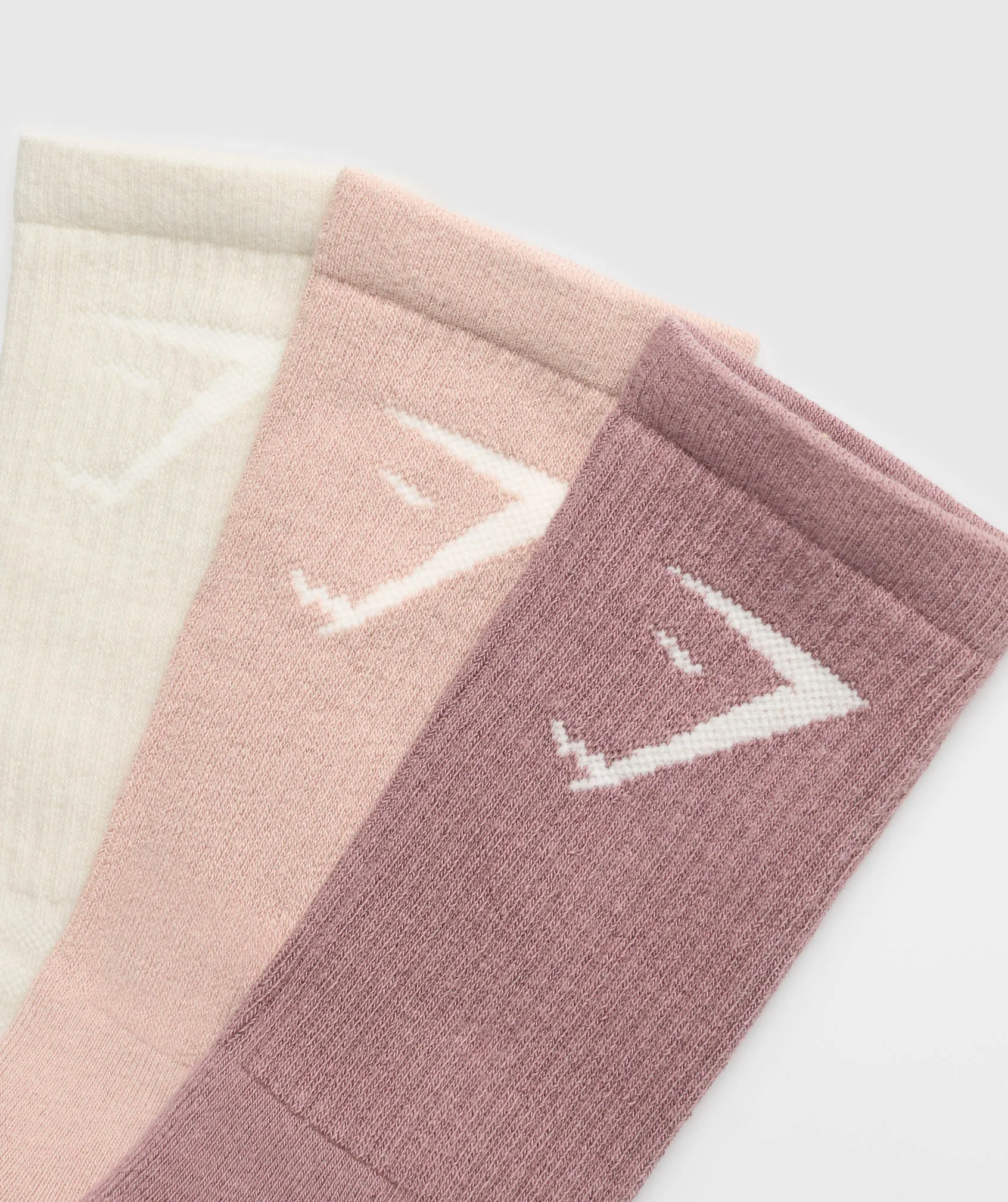 Gymshark Crew Socks 3pk - Chestnut Pink/Rest Pink/Oat White sold by Gymshark product image thumbnail 2