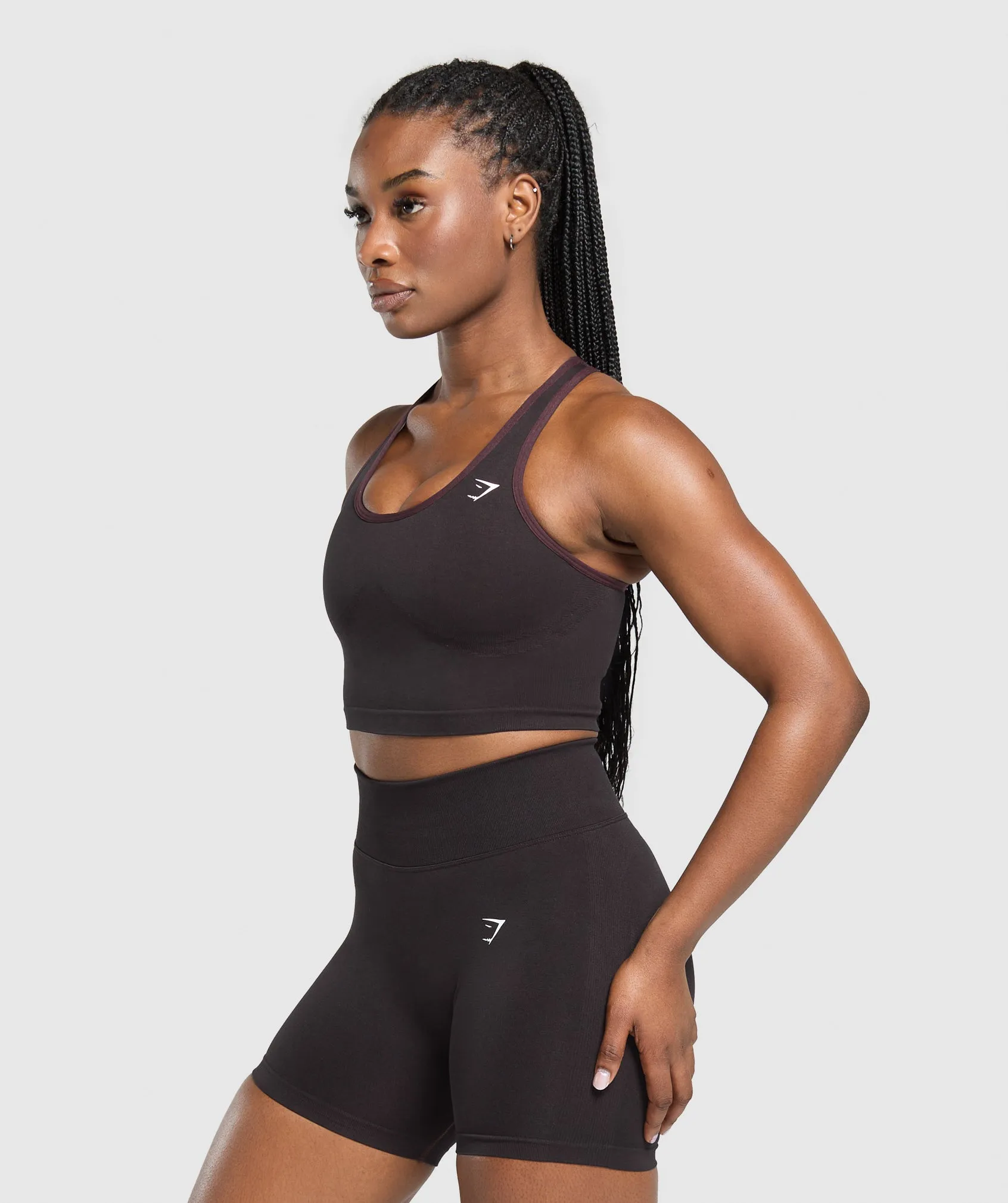 Gymshark Lift Seamless Midi Tank With Shelf - Depth Purple/Black Marl sold by Gymshark product image thumbnail 3