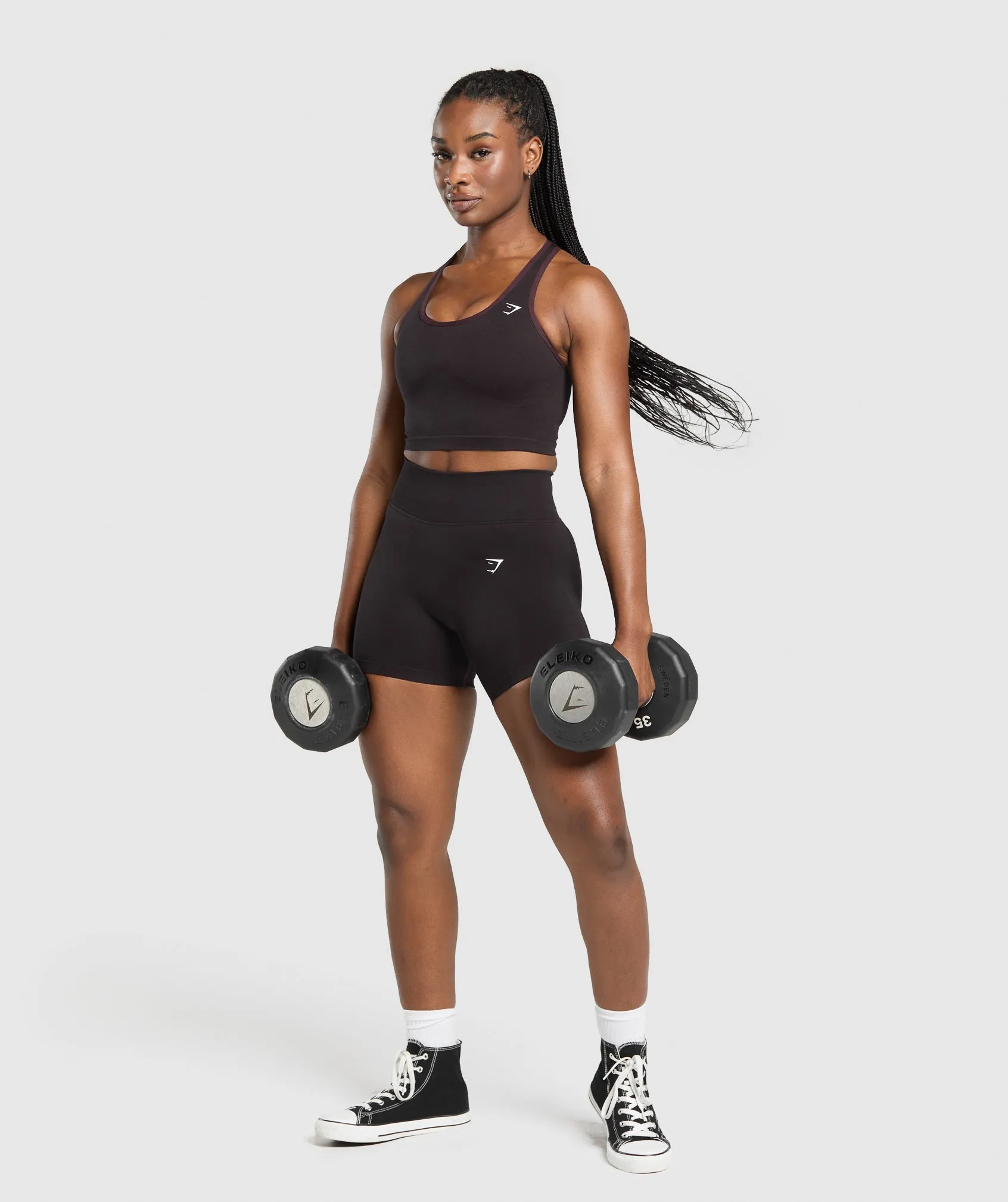 Gymshark Lift Seamless Midi Tank With Shelf - Depth Purple/Black Marl sold by Gymshark product image thumbnail 4