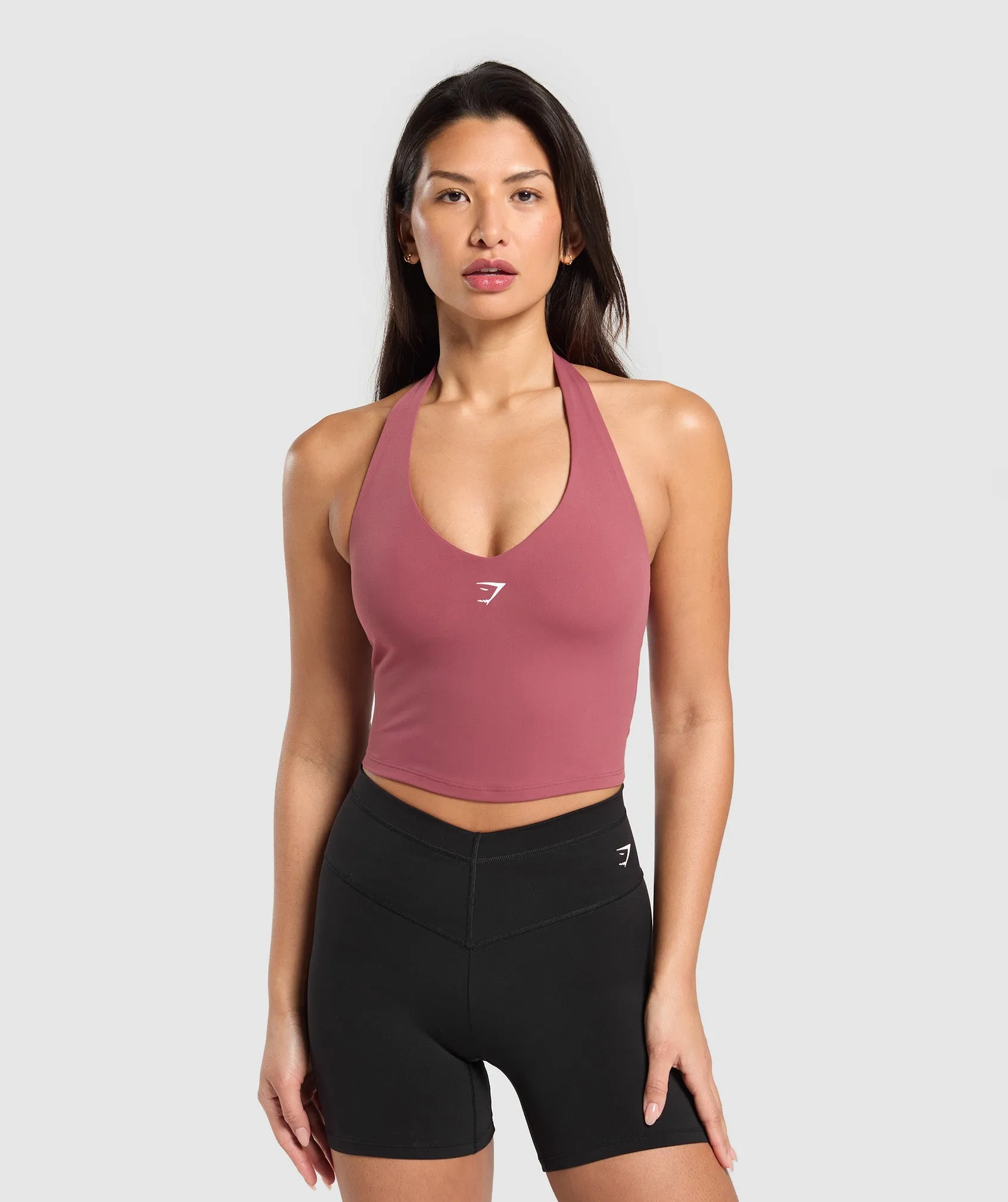 Gymshark Halter Neck Cami with Shelf - Washed Berry Pink sold by Gymshark