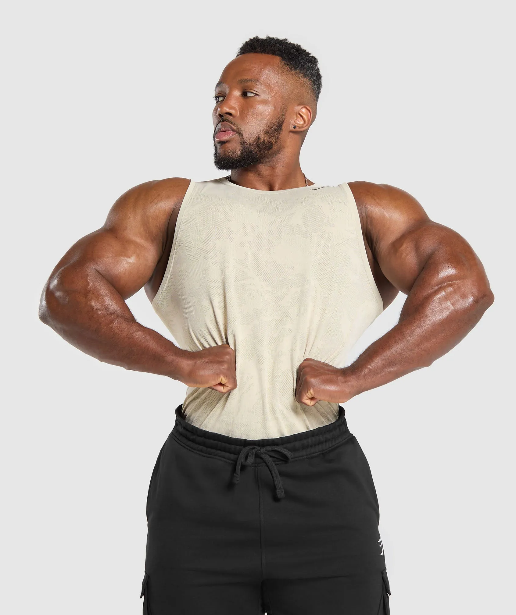 Gymshark Geo Seamless Tank - Pebble Grey/Cement Brown sold by Gymshark product image thumbnail 5