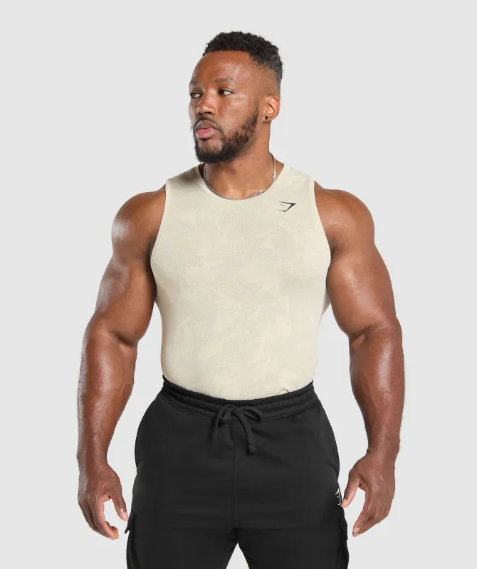 Gymshark Geo Seamless Tank - Pebble Grey/Cement Brown sold by Gymshark