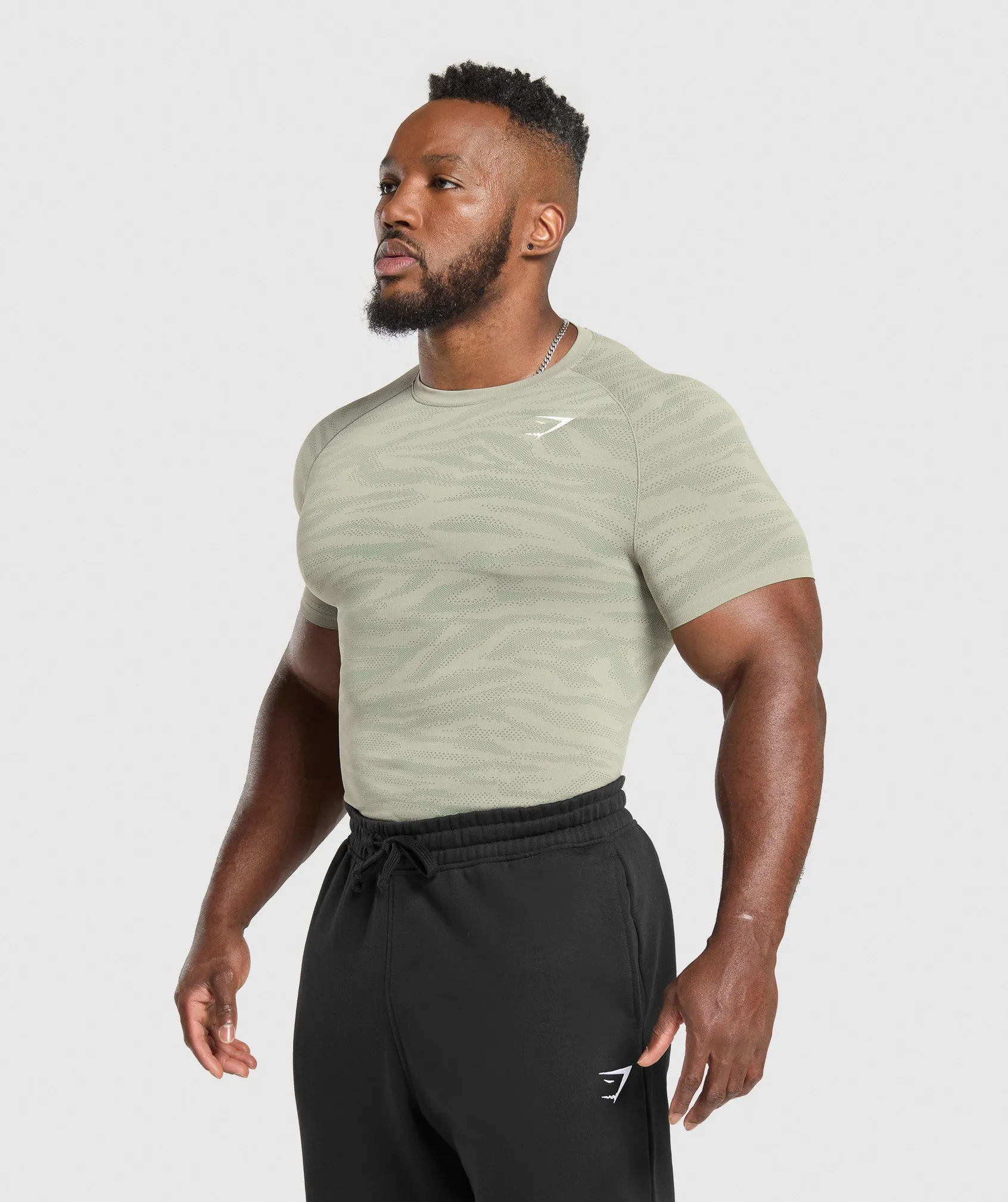 Gymshark Geo Animal Seamless T-Shirt - Chalk Green/Unit Green sold by Gymshark product image thumbnail 3