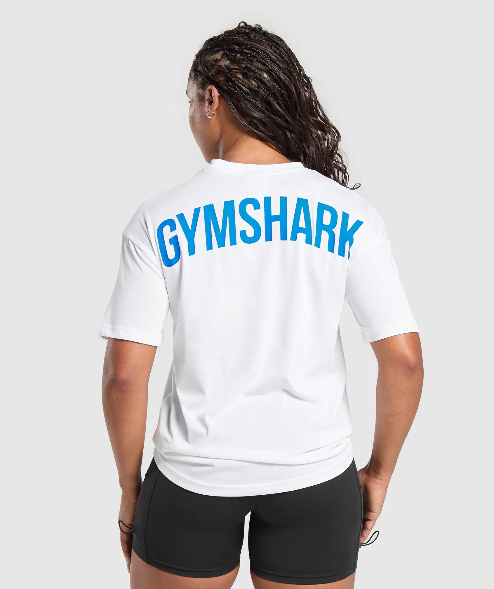 Power Oversized T-Shirt - White/Barbell Blue sold by Gymshark