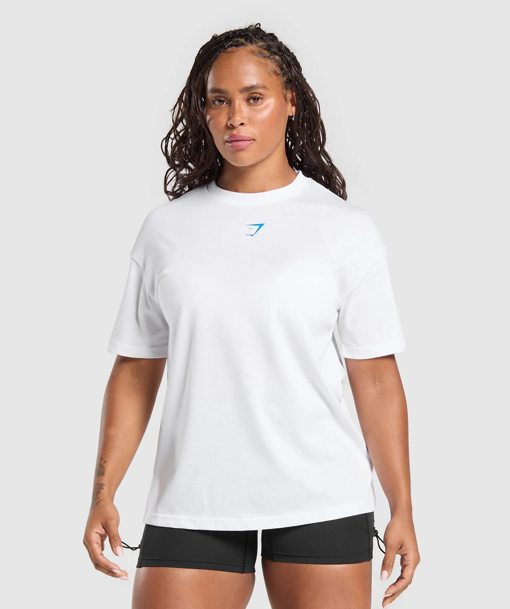Power Oversized T-Shirt - White/Barbell Blue sold by Gymshark product image thumbnail 2