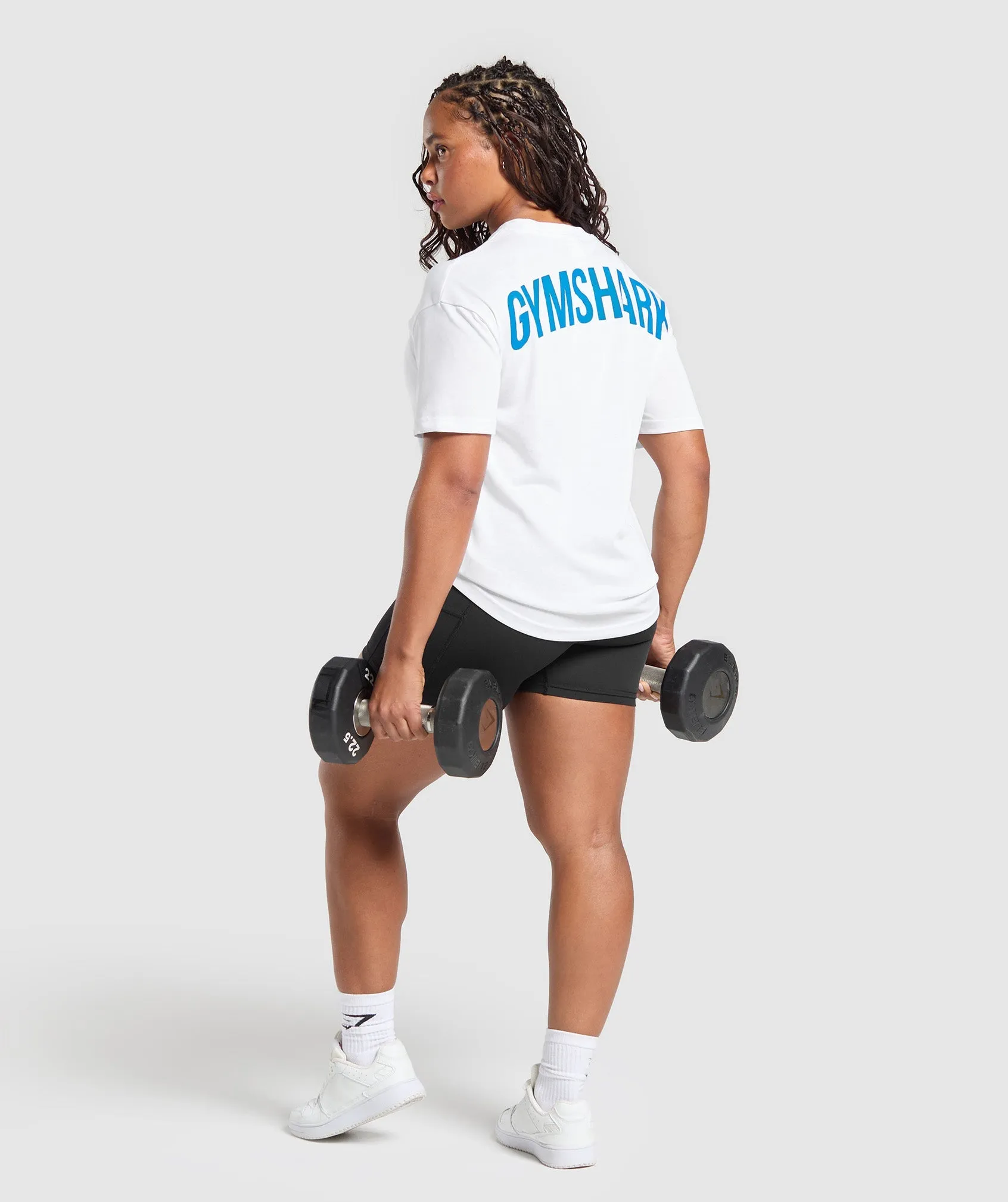 Power Oversized T-Shirt - White/Barbell Blue sold by Gymshark product image thumbnail 4