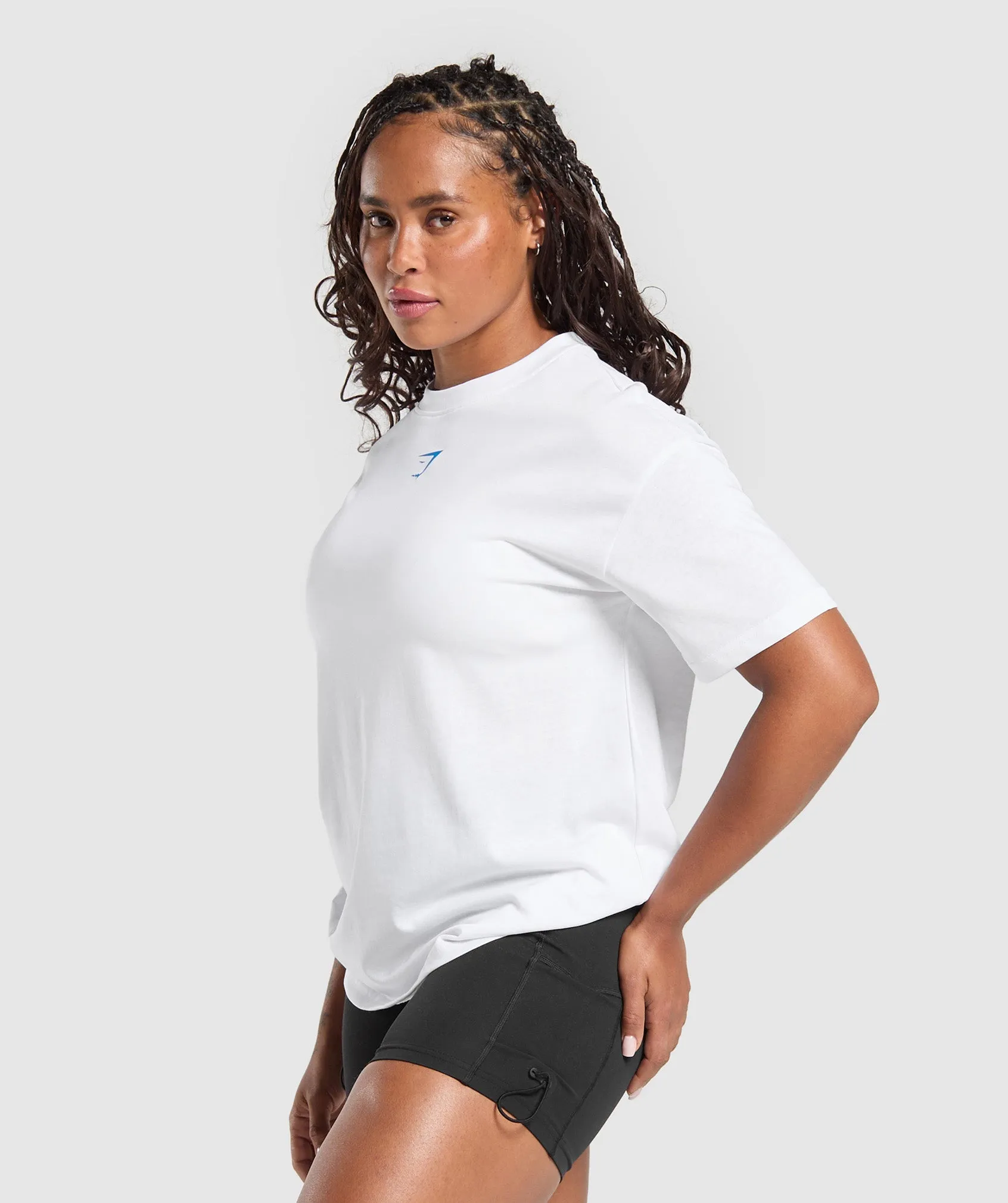 Power Oversized T-Shirt - White/Barbell Blue sold by Gymshark product image thumbnail 3