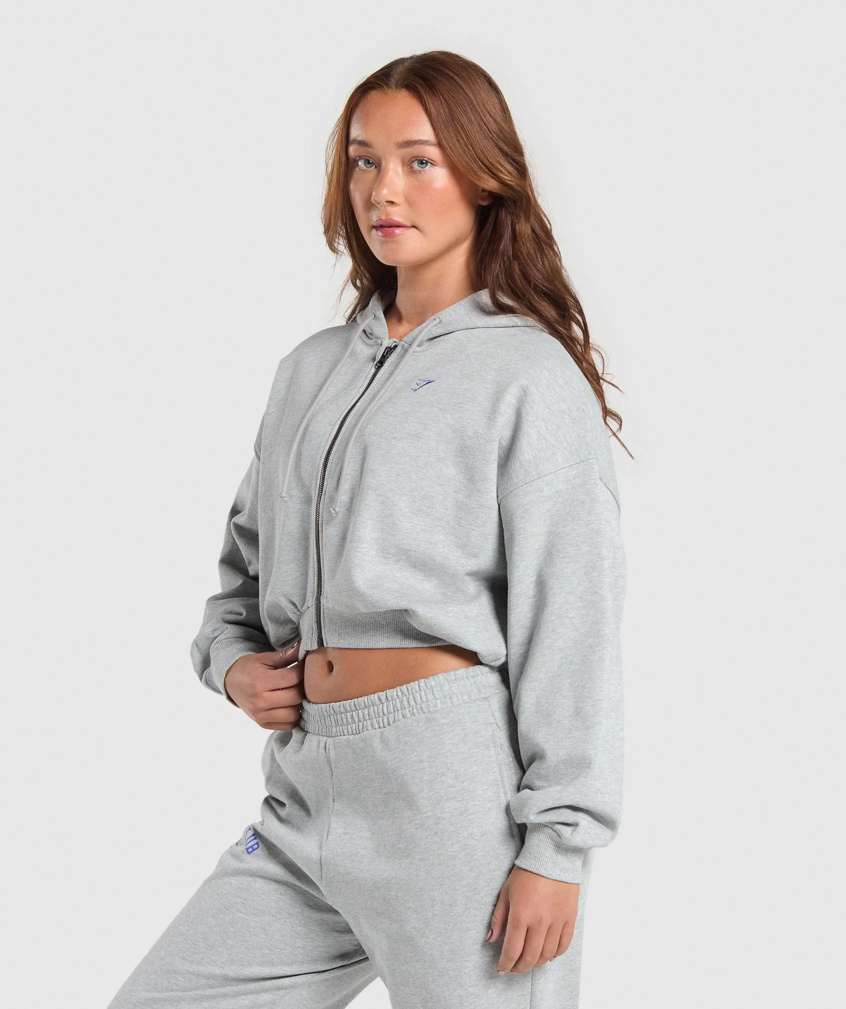 Gymshark Lifting Club Cropped Zip Up Hoodie - Light Grey Core Marl sold by Gymshark product image thumbnail 5
