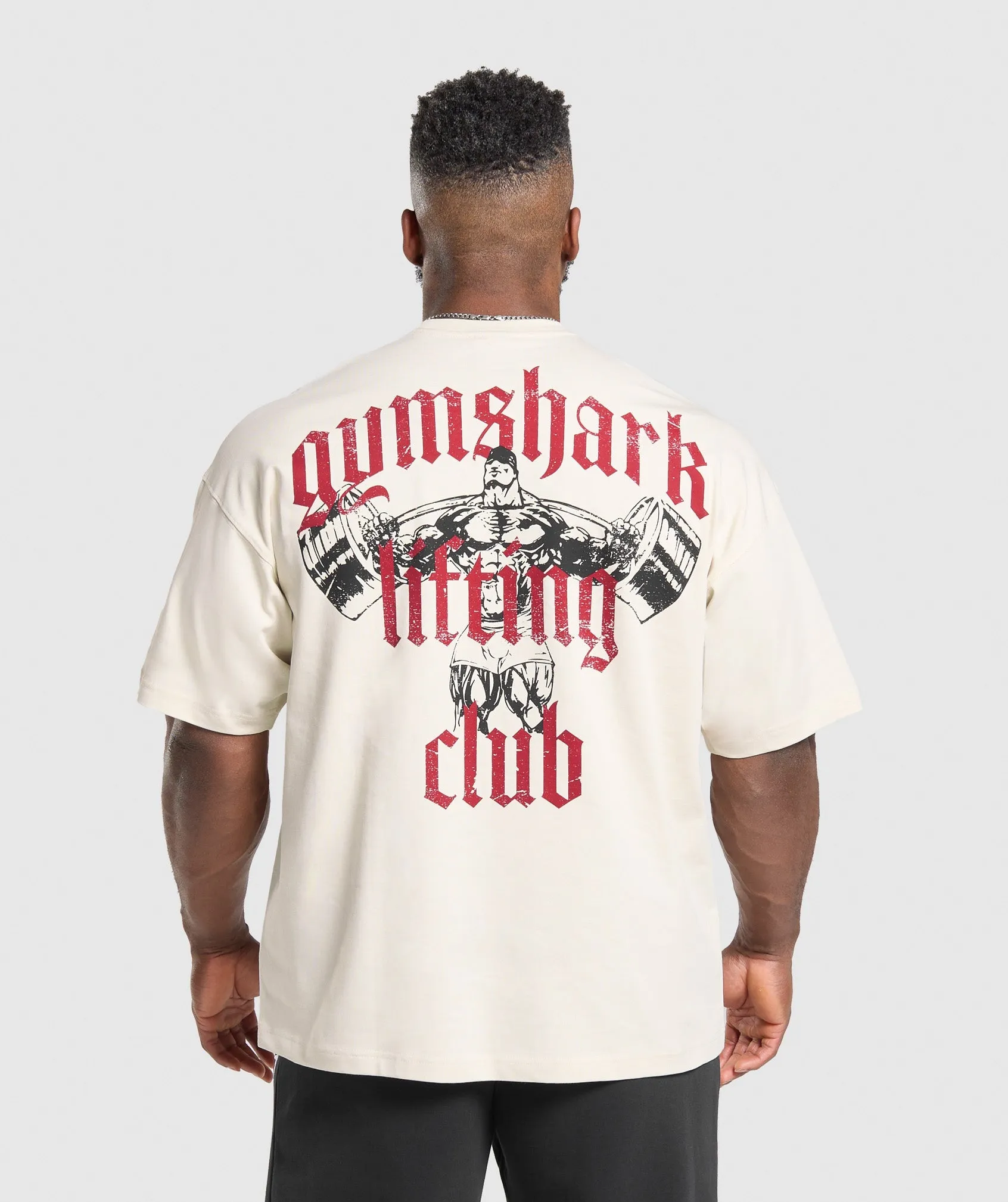 Gymshark Lifting Club T-Shirt - Oat White/Conditioning Red sold by Gymshark