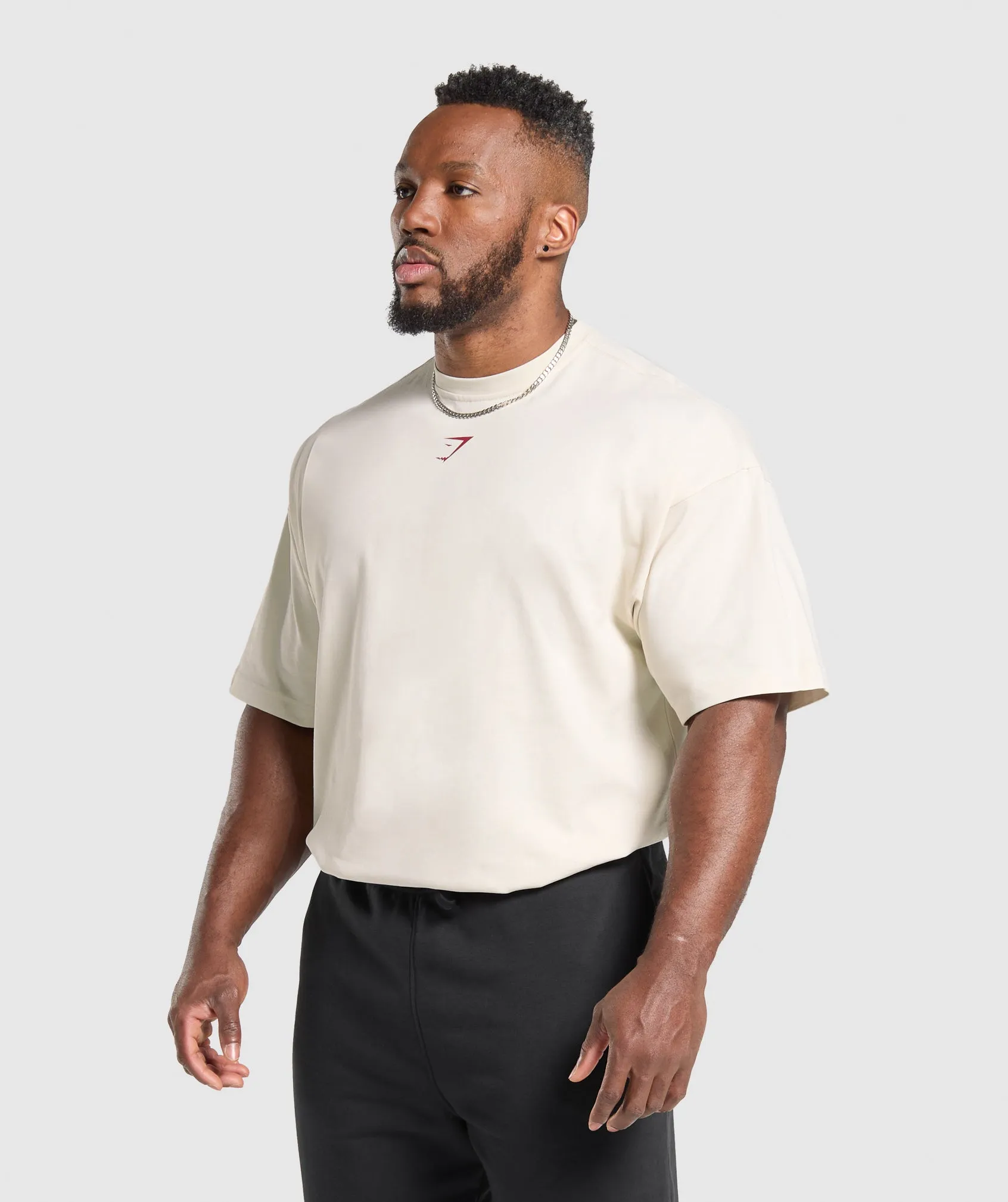 Gymshark Lifting Club T-Shirt - Oat White/Conditioning Red sold by Gymshark product image thumbnail 3