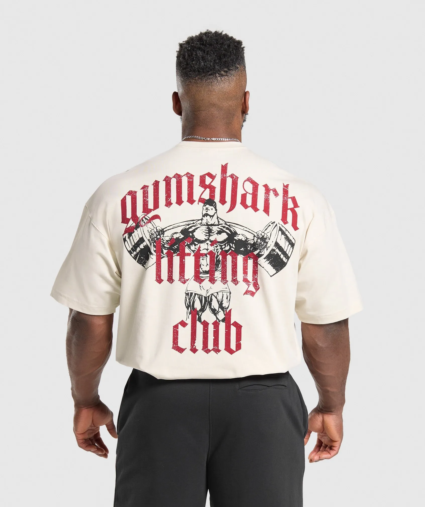 Gymshark Lifting Club T-Shirt - Oat White/Conditioning Red sold by Gymshark product image thumbnail 5