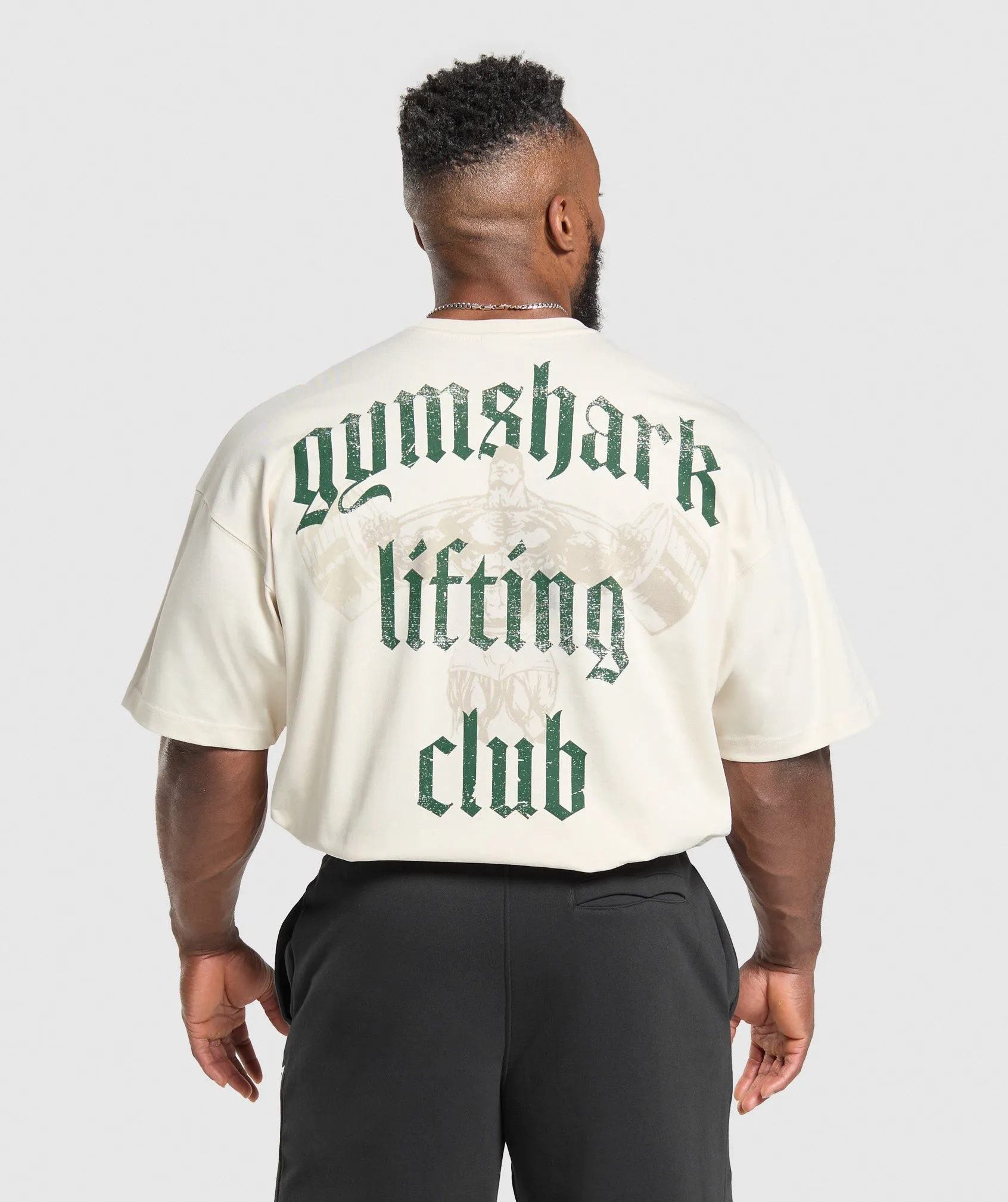 Gymshark Lifting Club T-Shirt - Oat White/Classic Green sold by Gymshark product image thumbnail 5