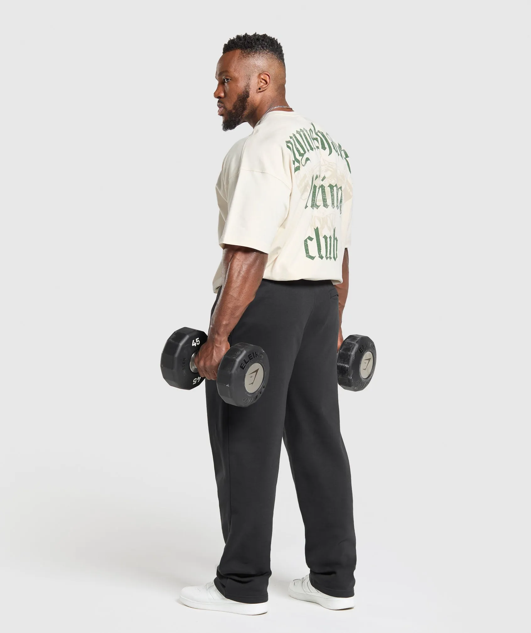 Gymshark Lifting Club T-Shirt - Oat White/Classic Green sold by Gymshark product image thumbnail 4