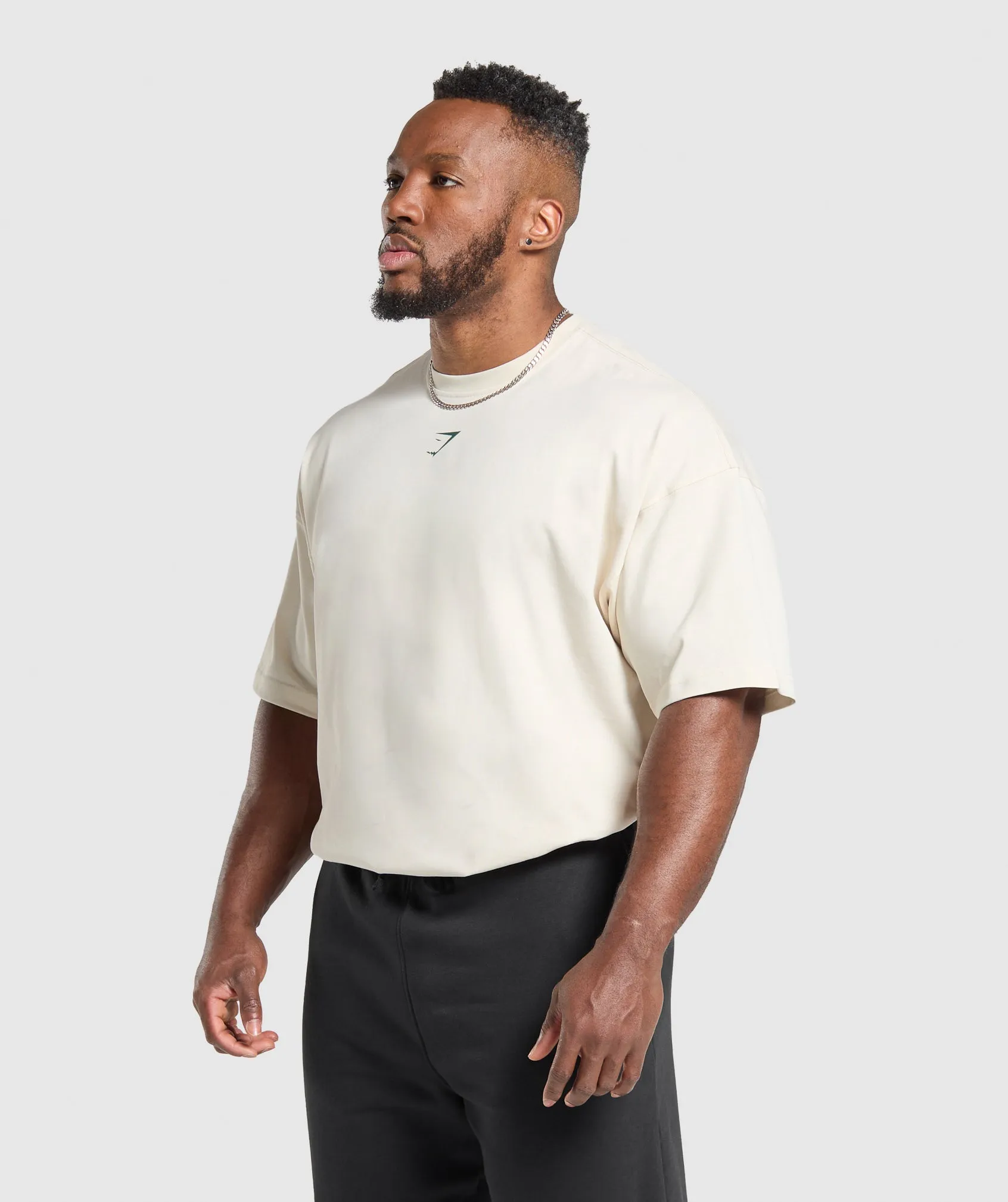 Gymshark Lifting Club T-Shirt - Oat White/Classic Green sold by Gymshark product image thumbnail 3