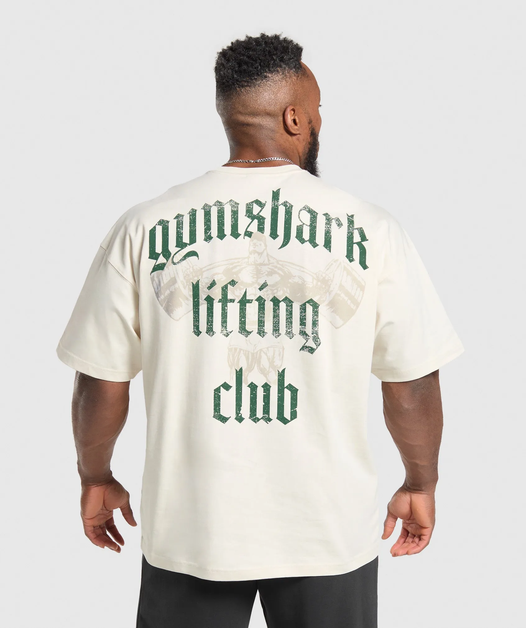 Gymshark Lifting Club T-Shirt - Oat White/Classic Green sold by Gymshark