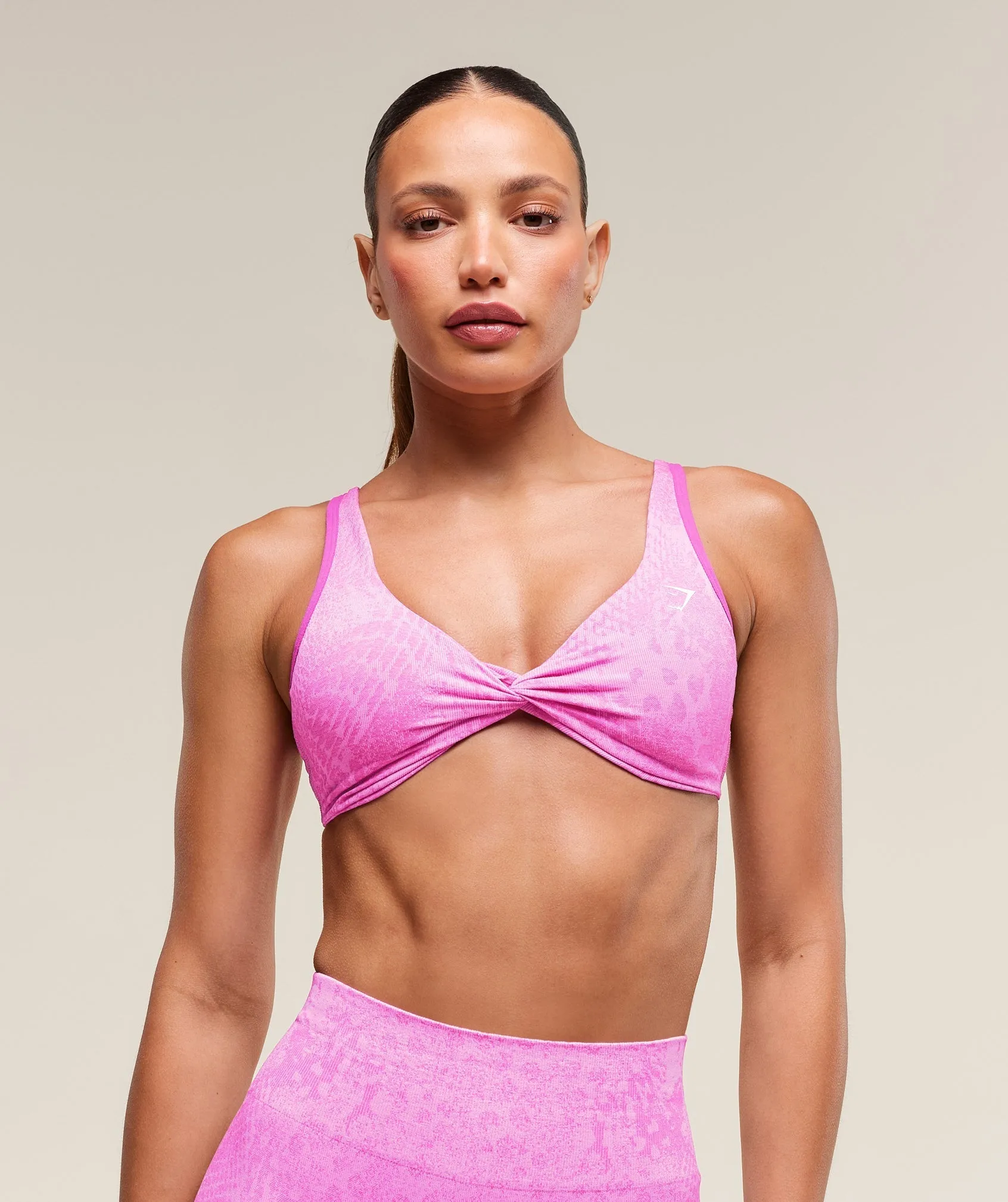 Gymshark Adapt Animal X Whitney Seamless Twist Front Bra - Sour Pink/Vibrant Pink sold by Gymshark product image thumbnail 2