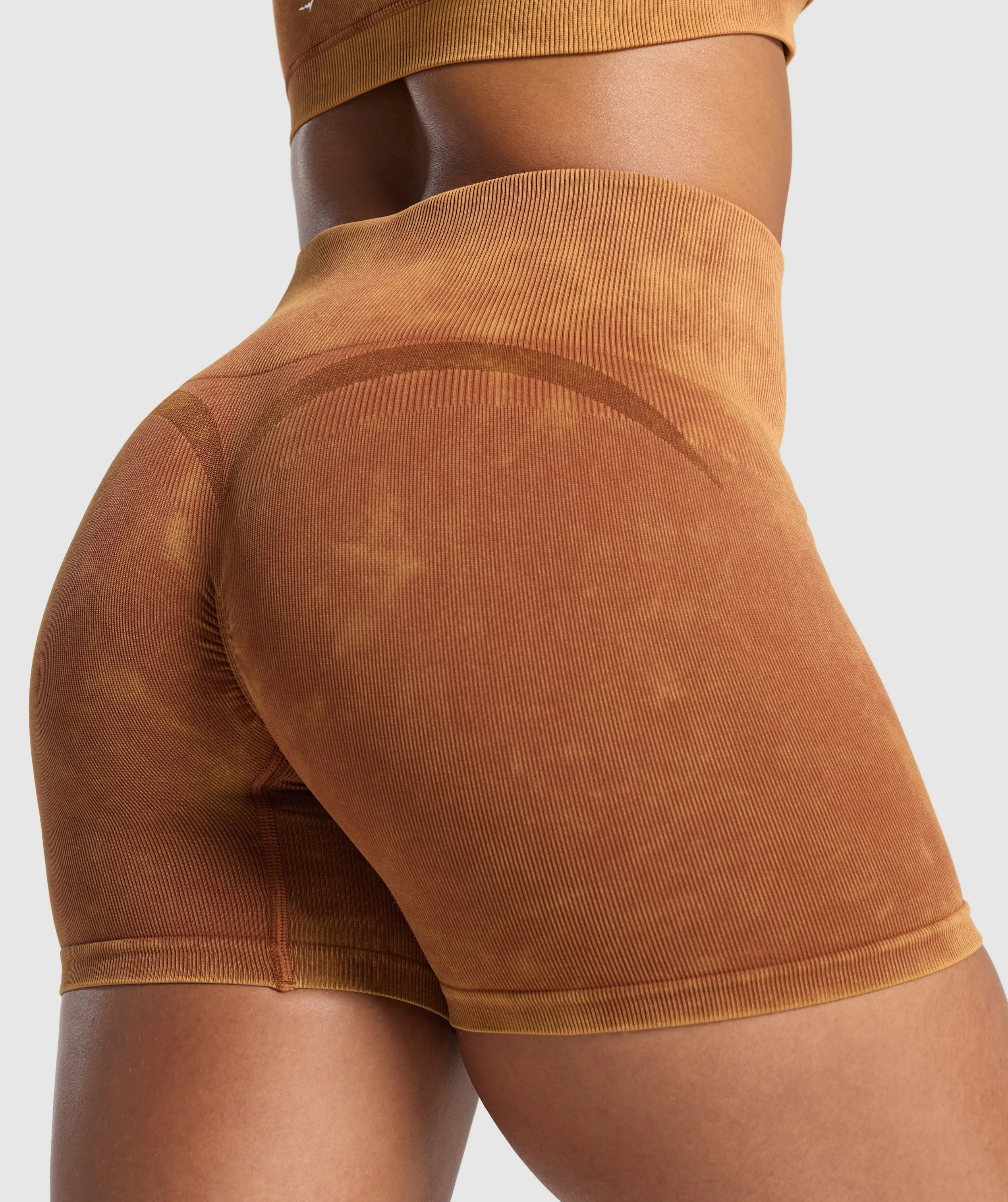 Gymshark Gains Seamless Washed Shorts - Copper Brown sold by Gymshark product image thumbnail 4