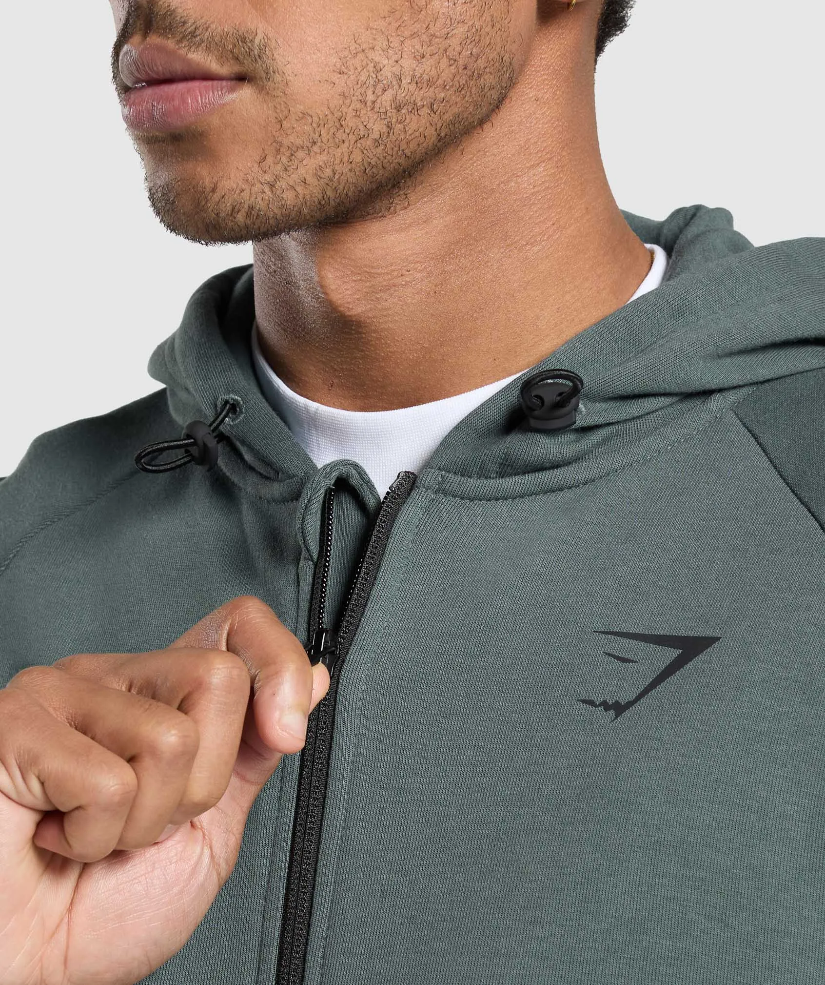 Gymshark Interlock Tech Zip Up Hoodie - Slate Teal sold by Gymshark product image thumbnail 5