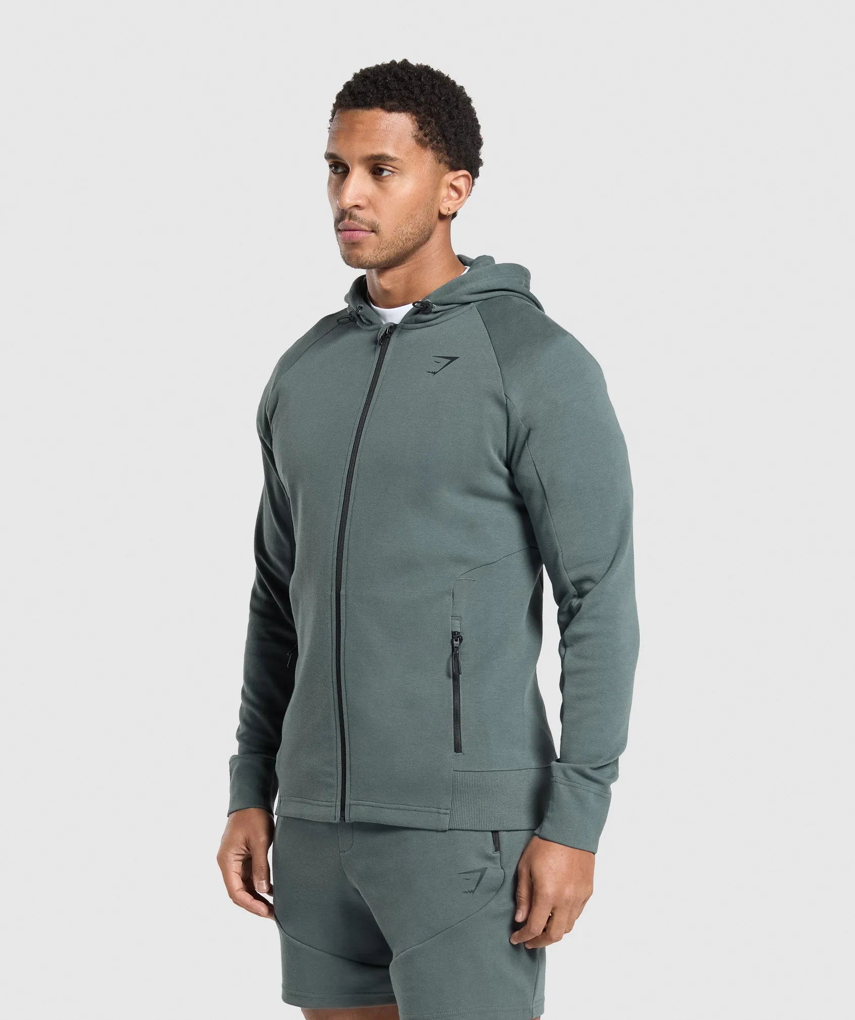 Gymshark Interlock Tech Zip Up Hoodie - Slate Teal sold by Gymshark product image thumbnail 3