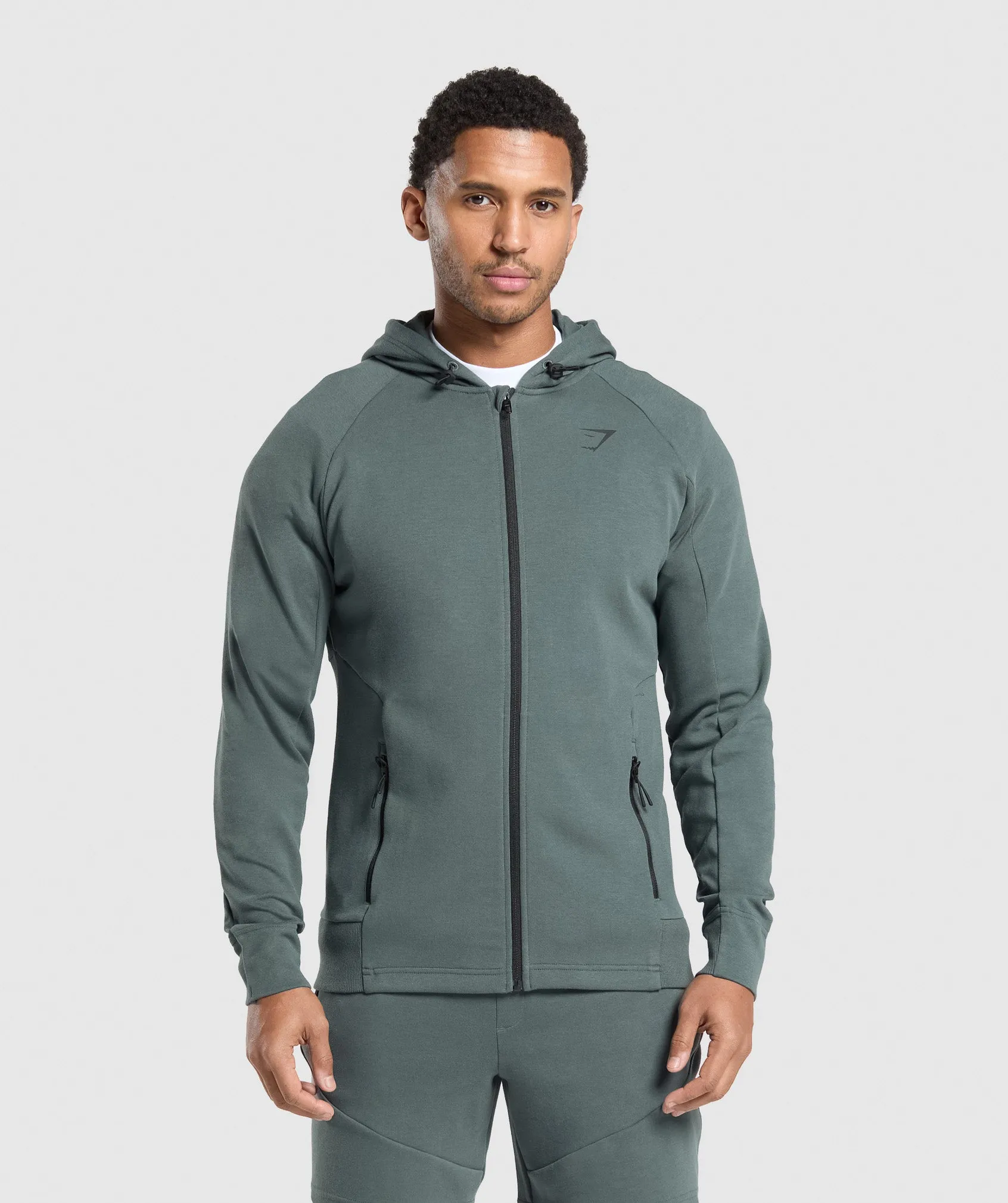 Gymshark Interlock Tech Zip Up Hoodie - Slate Teal sold by Gymshark