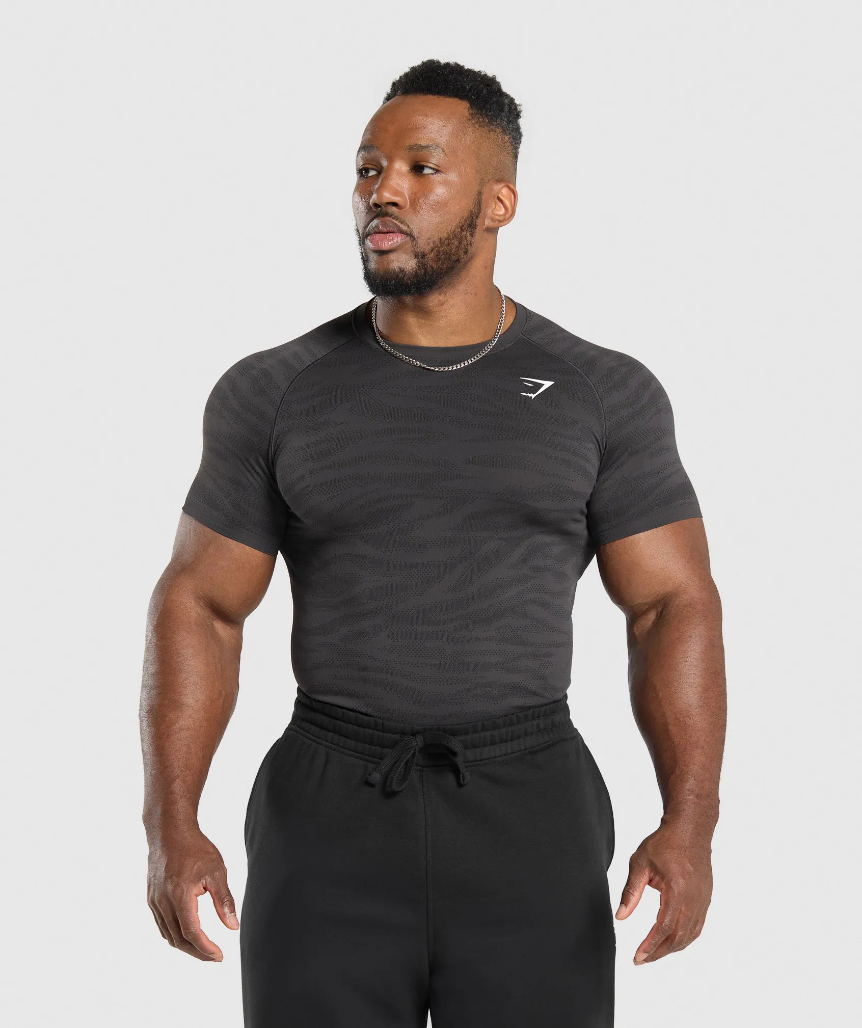 Gymshark Geo Animal Seamless T-Shirt - Onyx Grey/Black sold by Gymshark
