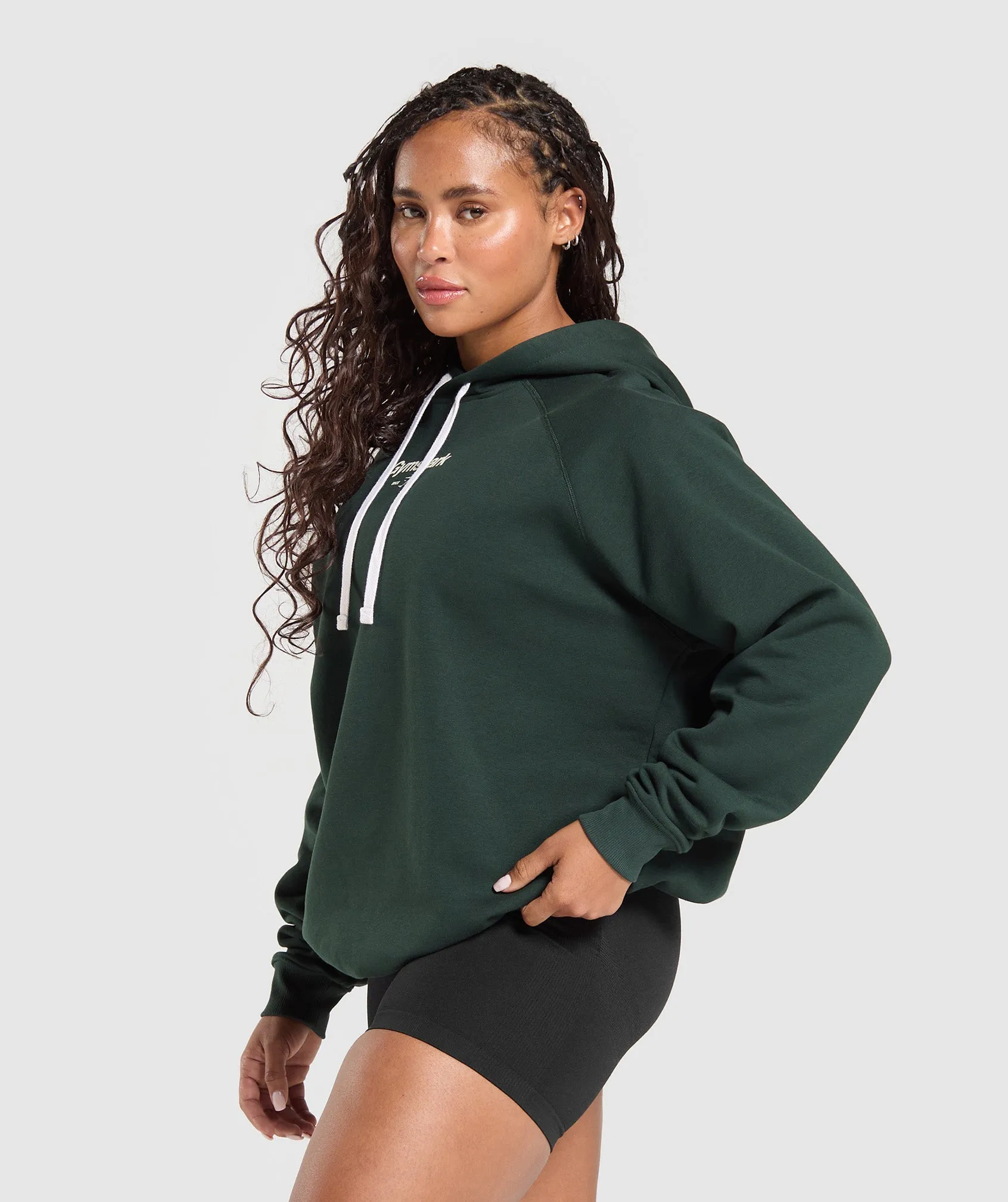 Gymshark Bigger Quads Than Your Ex Brushed Hoodie - Victory Green sold by Gymshark product image thumbnail 3