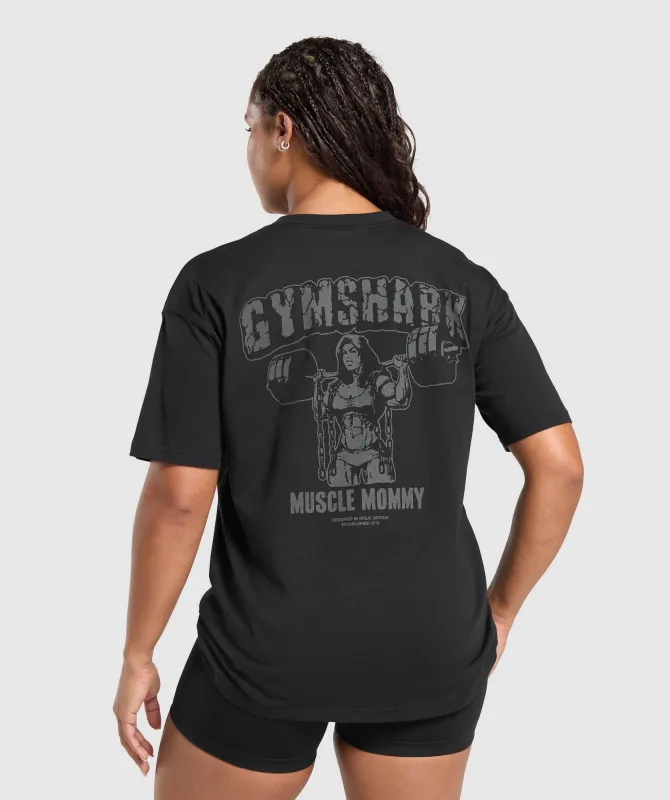 Gymshark Gritty Muscle Mommy Graphic T-Shirt - Black made by Gymshark