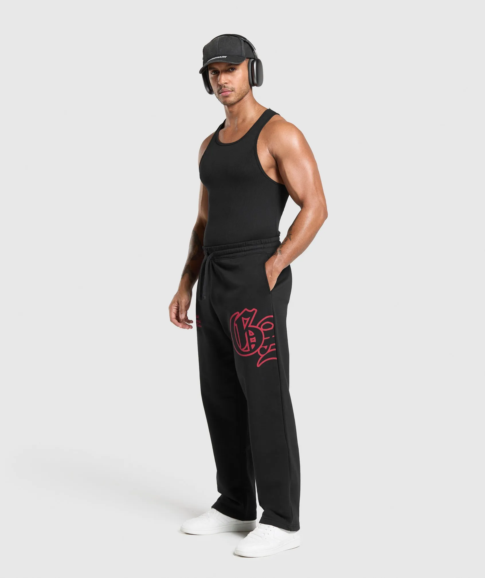Gymshark Varsity Straight Leg Joggers - Black/Conditioning Red sold by Gymshark product image thumbnail 4