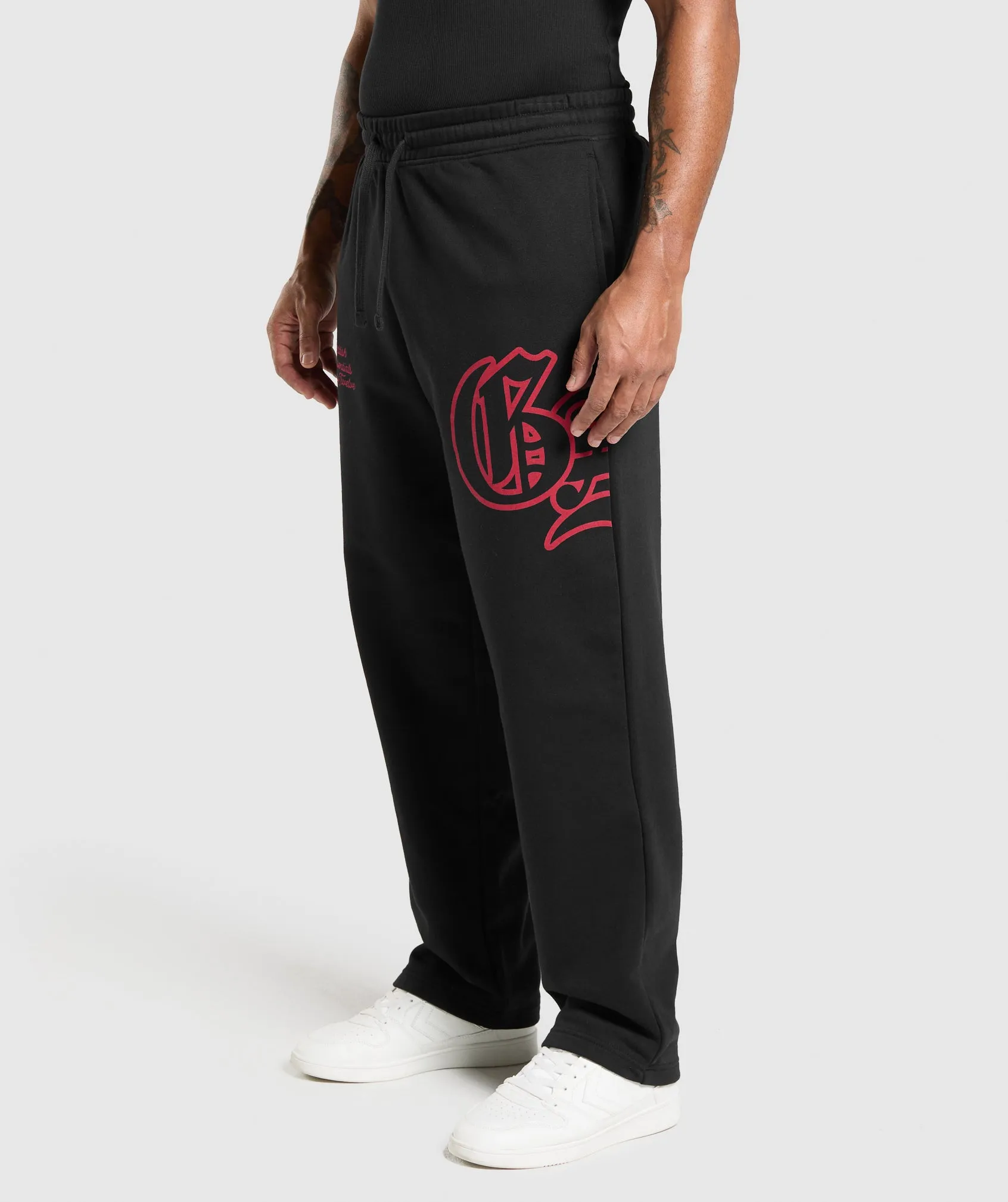 Gymshark Varsity Straight Leg Joggers - Black/Conditioning Red sold by Gymshark product image thumbnail 2