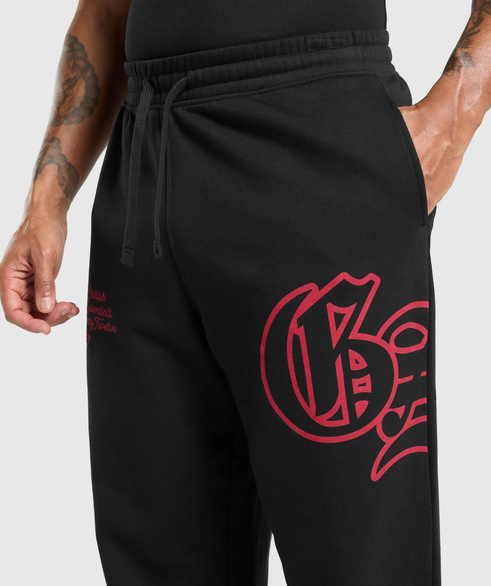 Gymshark Varsity Straight Leg Joggers - Black/Conditioning Red sold by Gymshark product image thumbnail 5