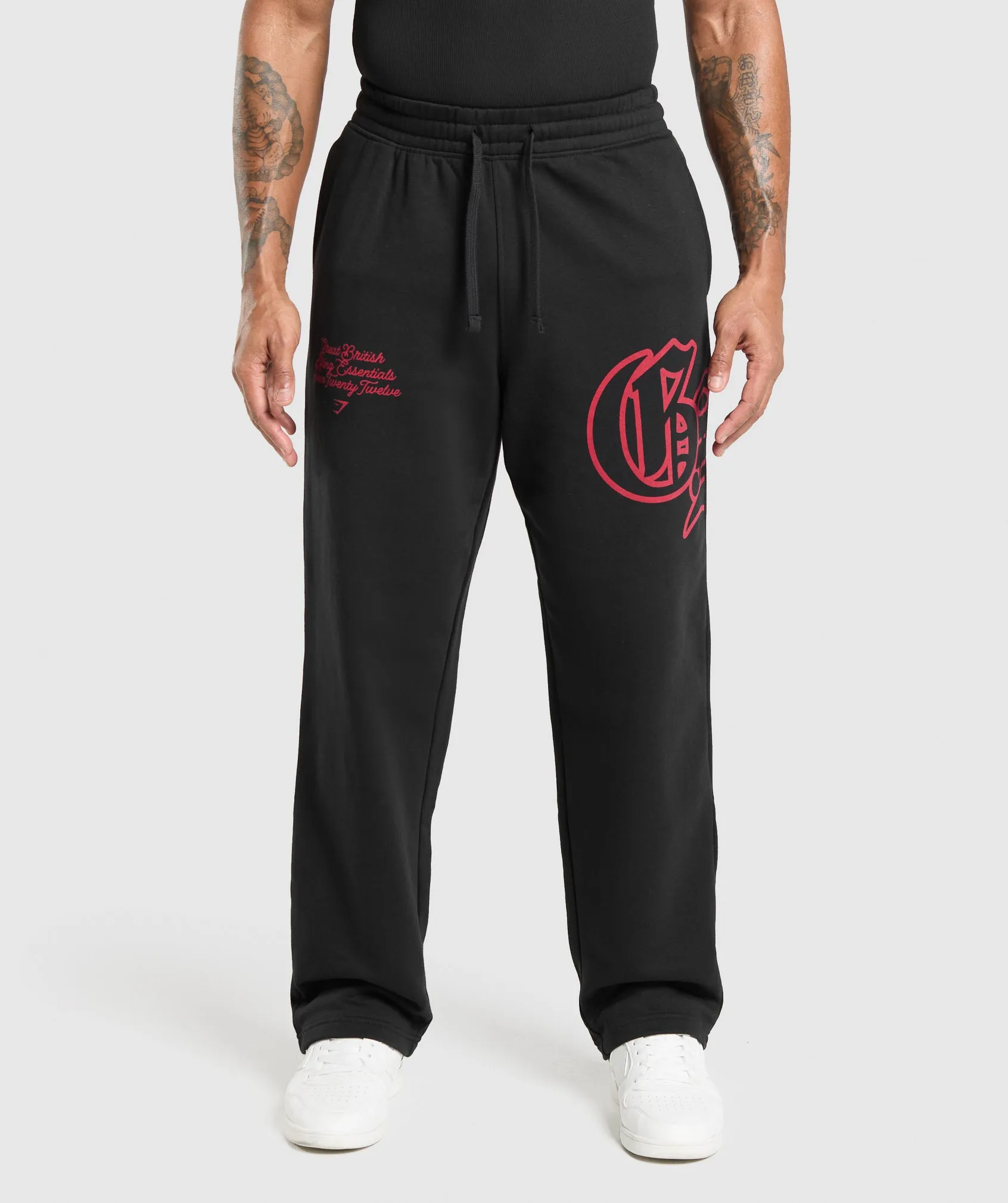 Gymshark Varsity Straight Leg Joggers - Black/Conditioning Red sold by Gymshark