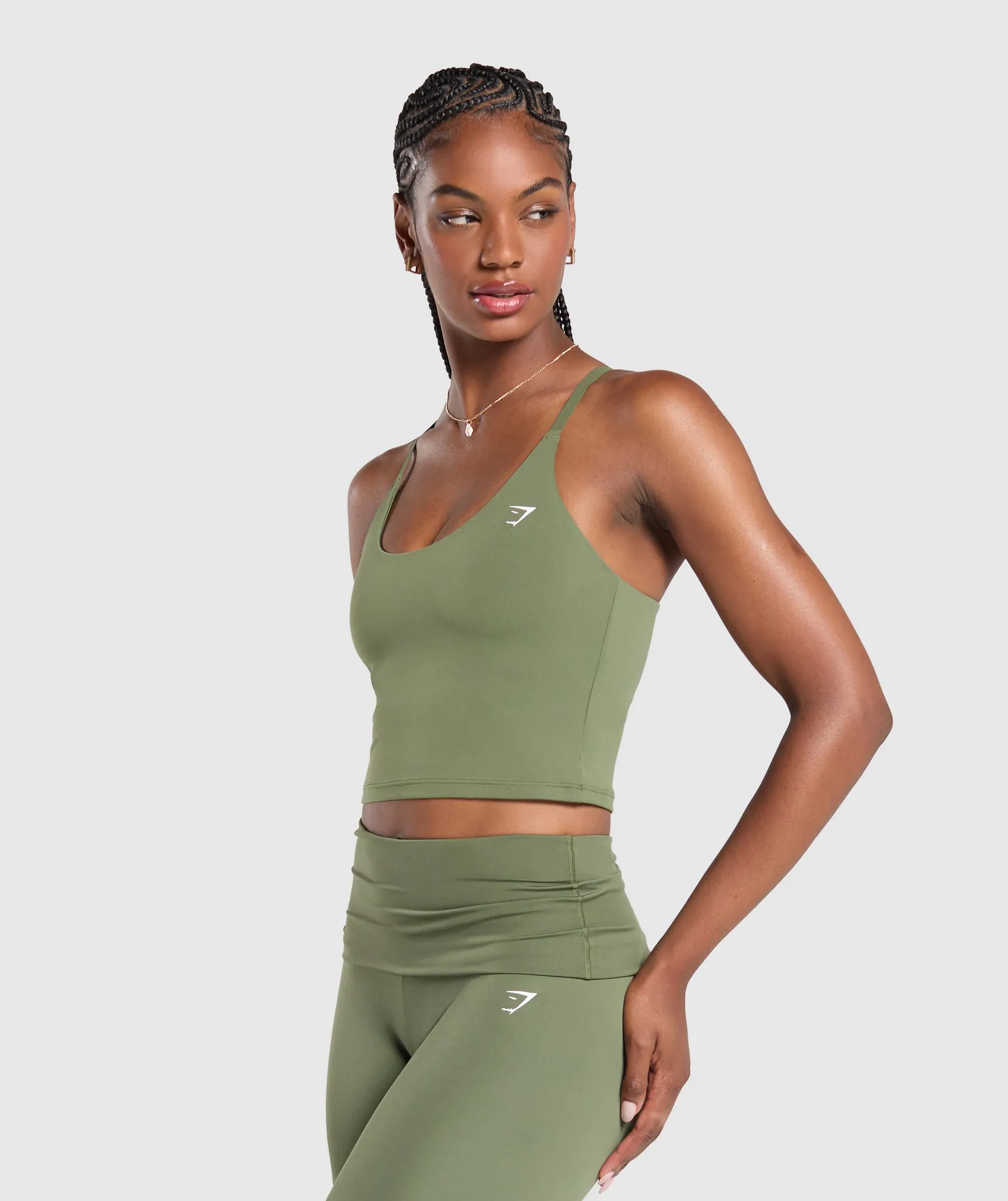Gymshark Everyday Cami Tank With Shelf - Core Olive sold by Gymshark product image thumbnail 3