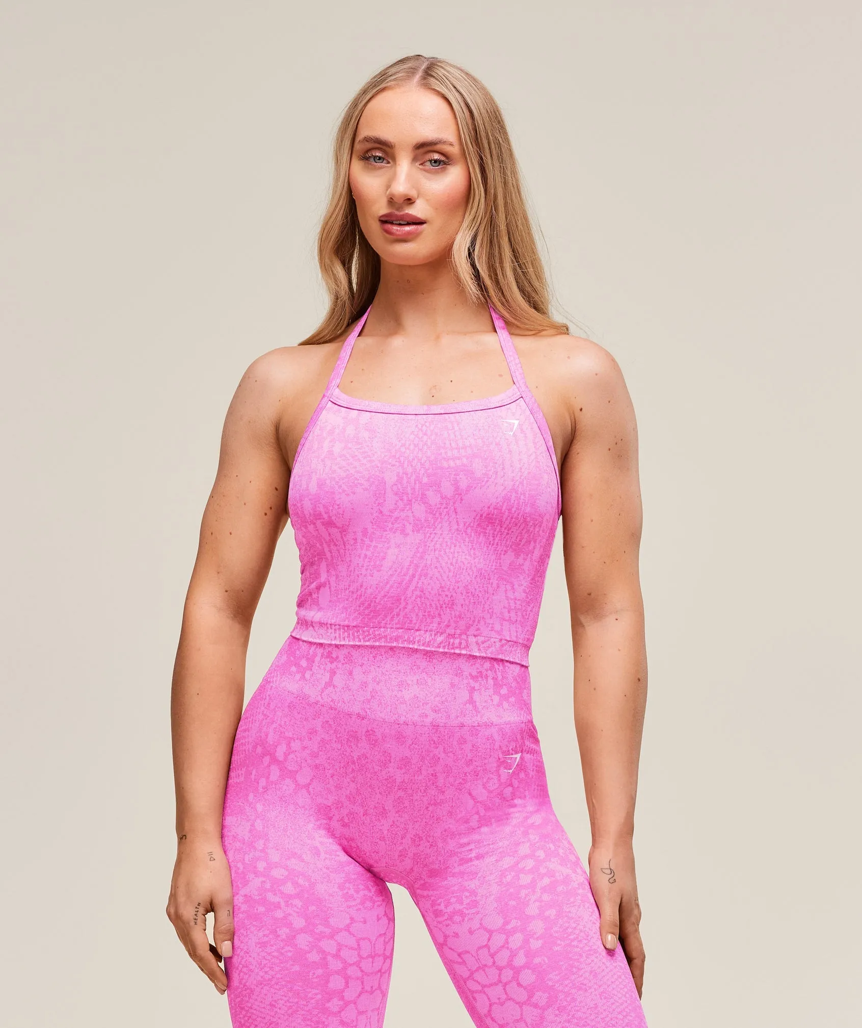 Gymshark Adapt X Whitney Animal Seamless Midi Tank - Sour Pink/Vibrant Pink sold by Gymshark