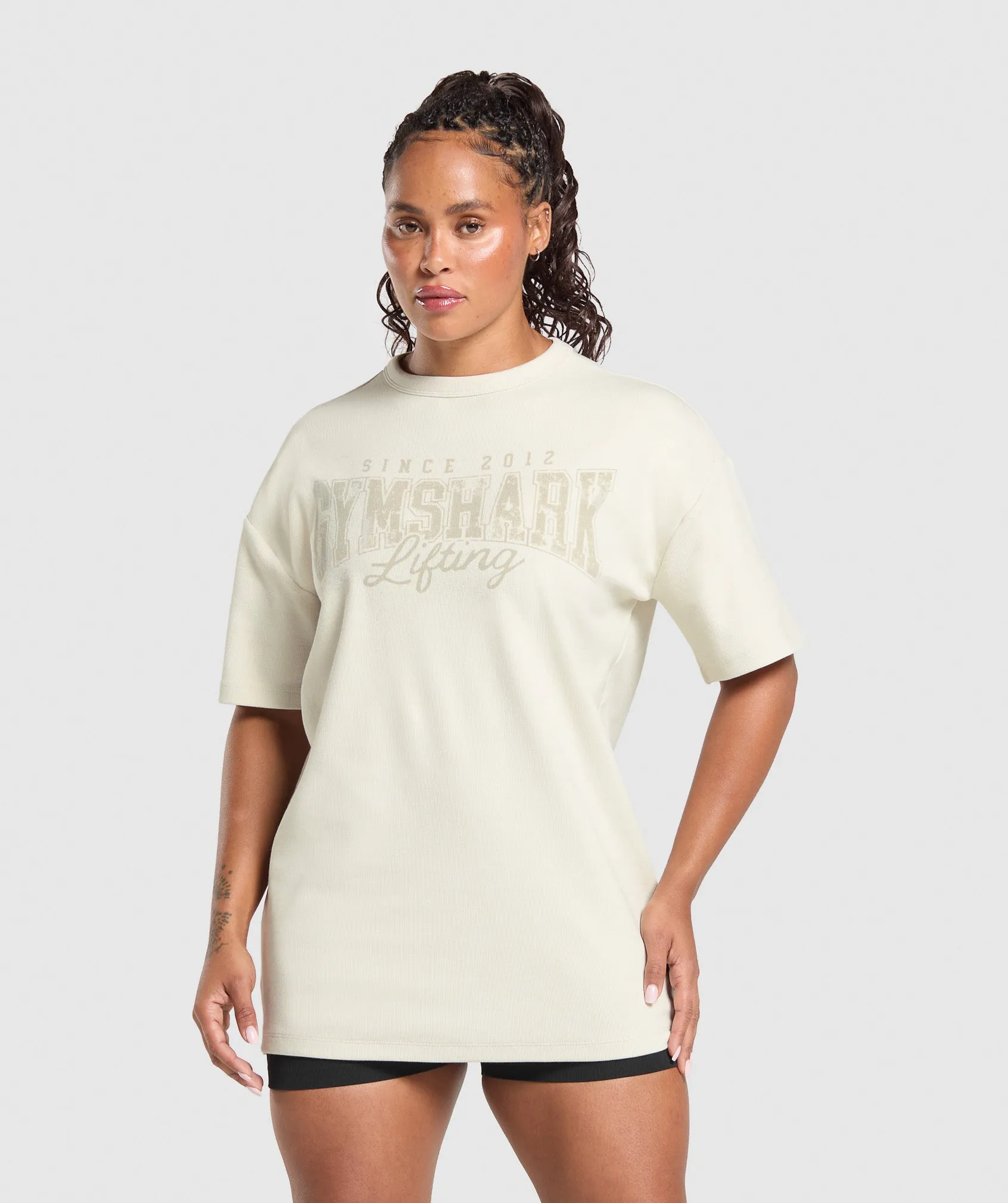 Gymshark Gymshark Lifting Oversized Pump Cover - Oat White sold by Gymshark product image thumbnail 5