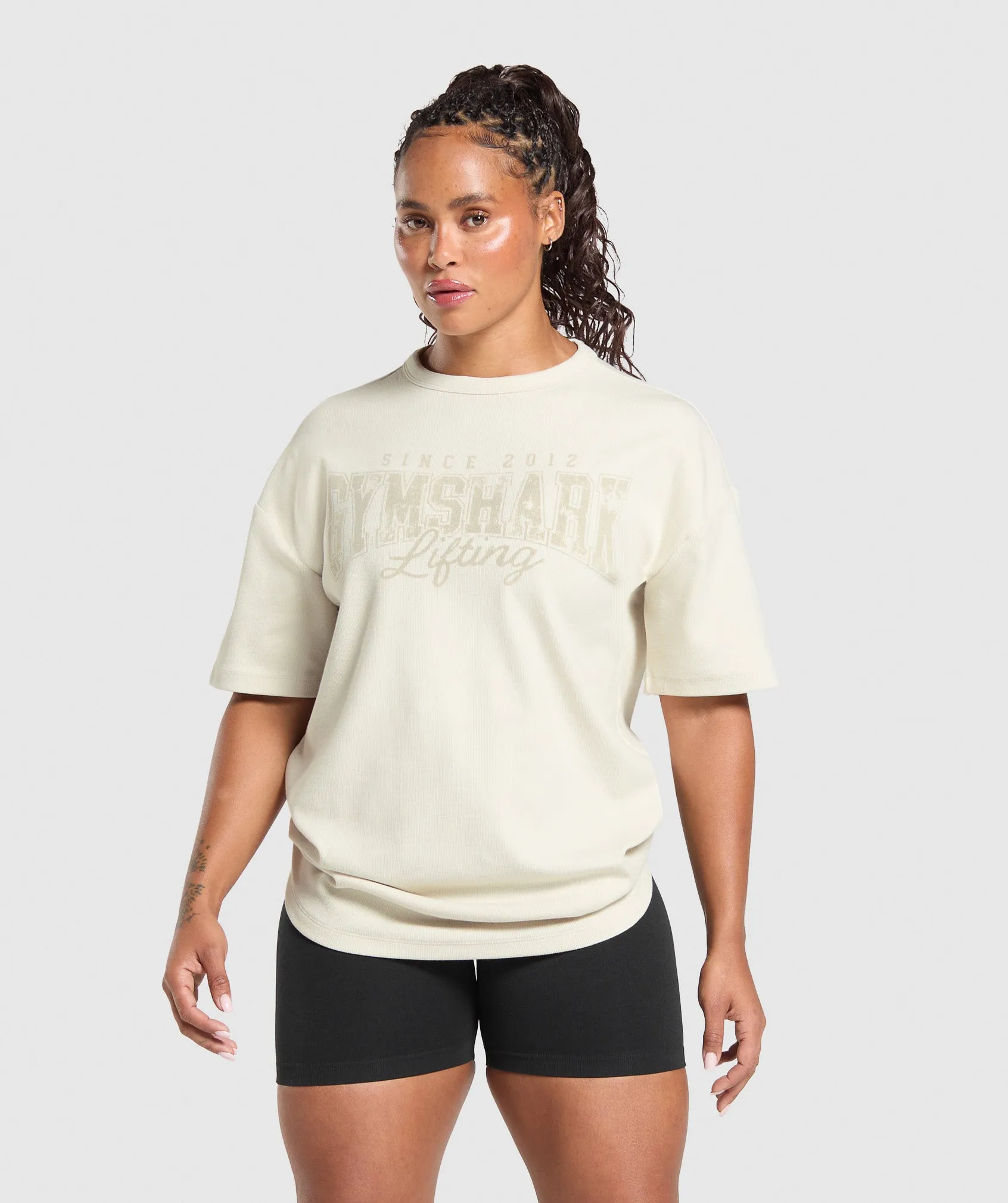 Gymshark Gymshark Lifting Oversized Pump Cover - Oat White sold by Gymshark