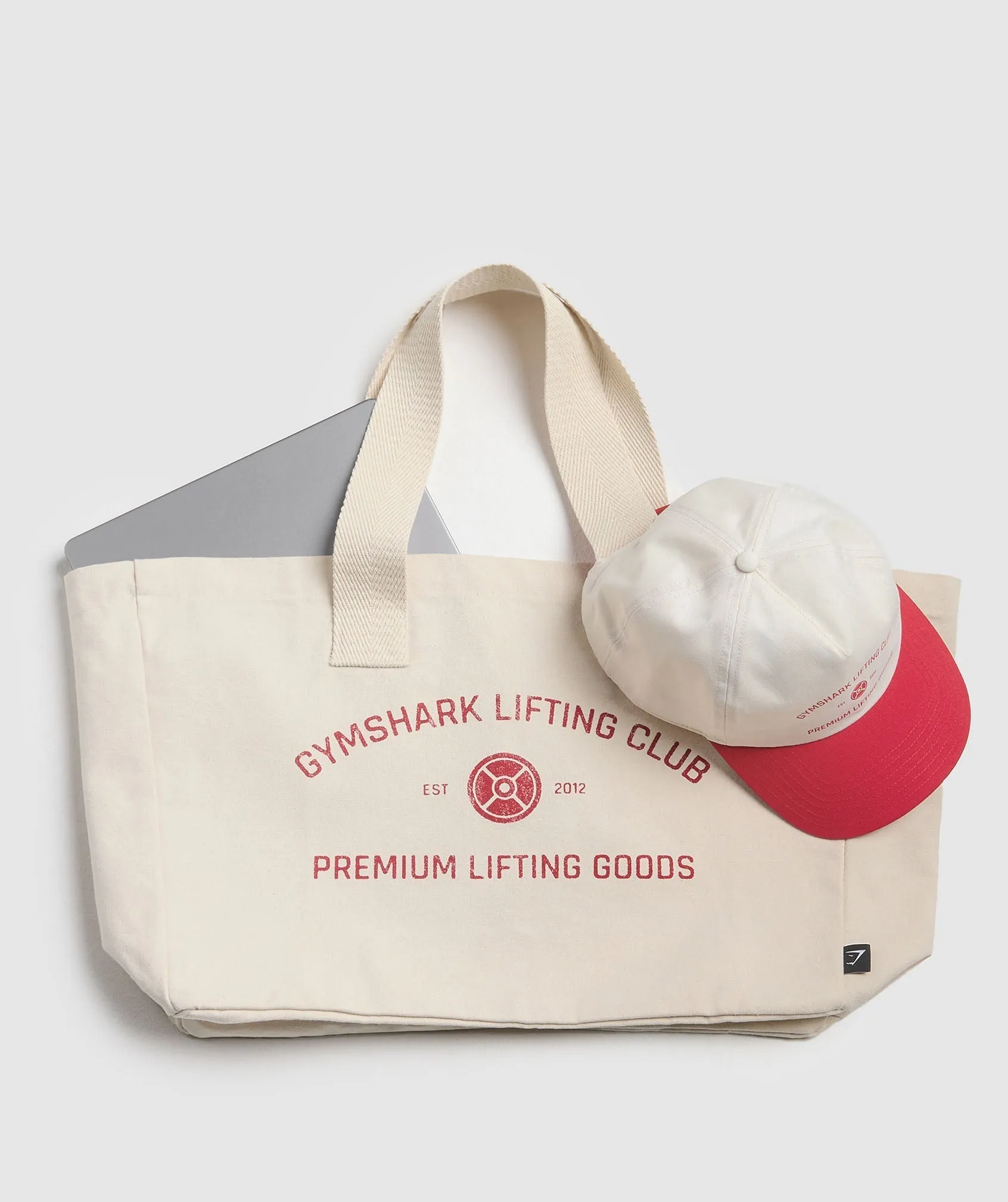 Gymshark Weight Plate Oversized Tote - Oat White/Carmine Red sold by Gymshark product image thumbnail 3